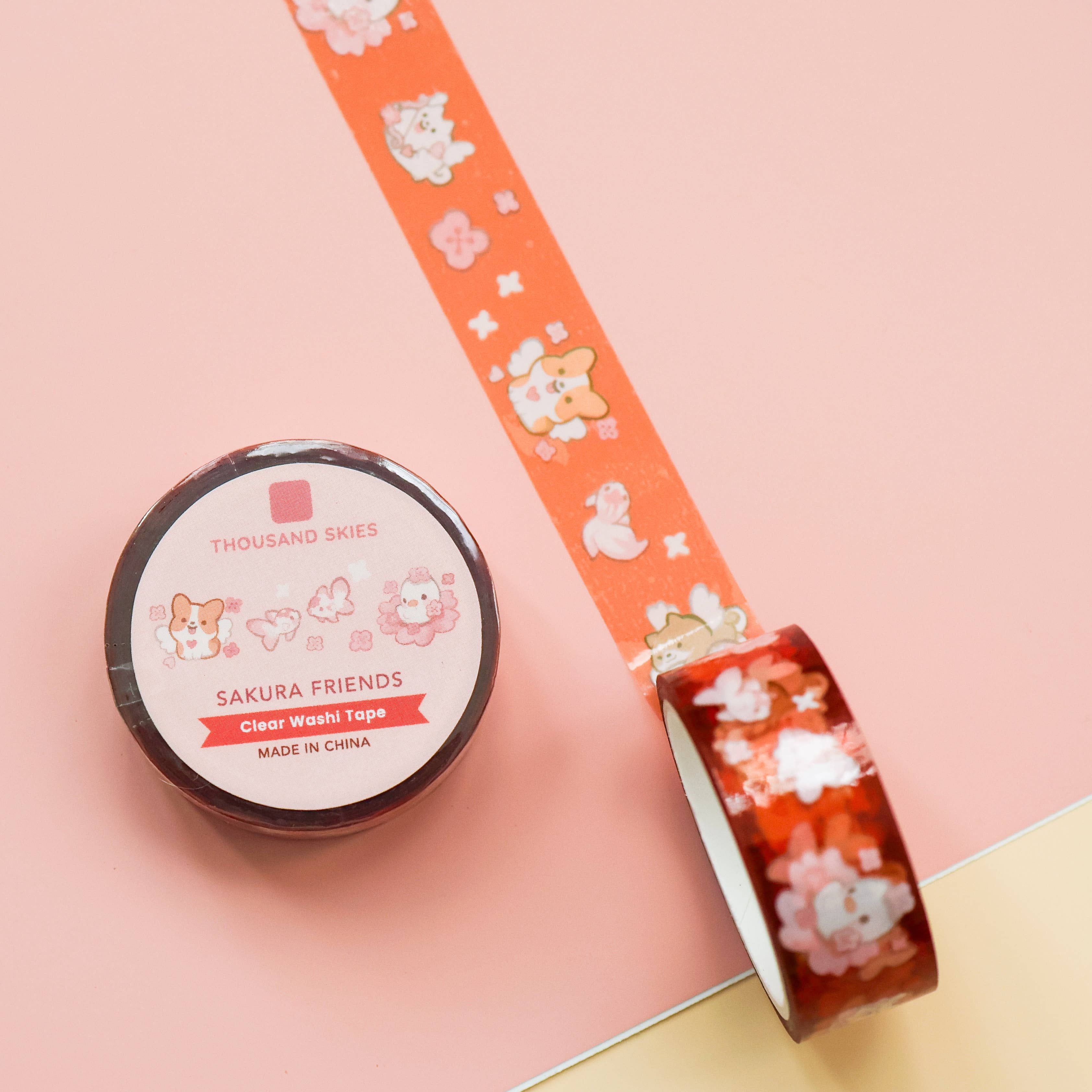 Thousand Skies PET Tape  Sakura Friends PET Tape - 15mm Glossy Finish