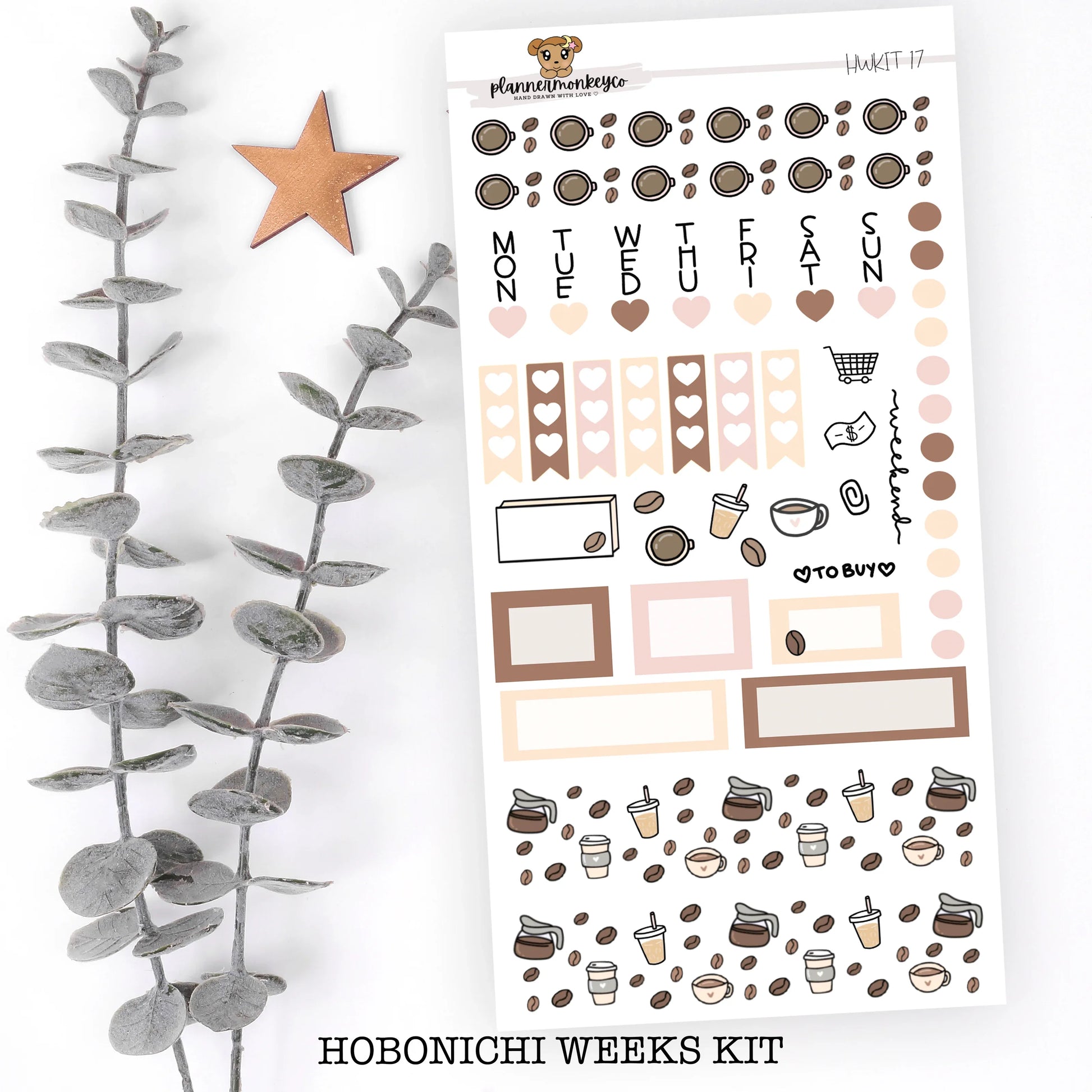 Coffee Love Hobonichi Weeks Sticker Sheet | Plannermonkeyco - Papertail Fox