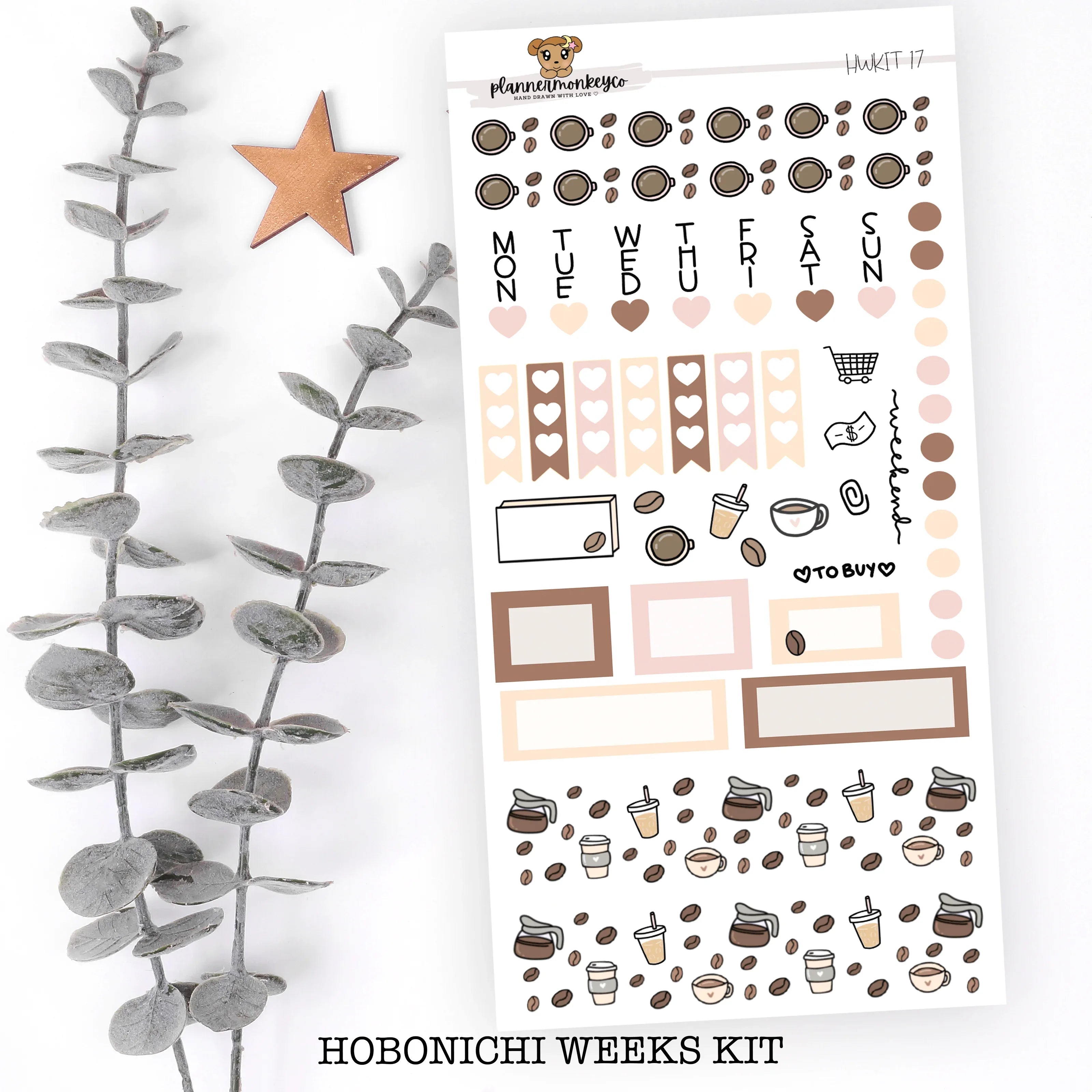Coffee Love Hobonichi Weeks Sticker Sheet | Plannermonkeyco - Papertail Fox