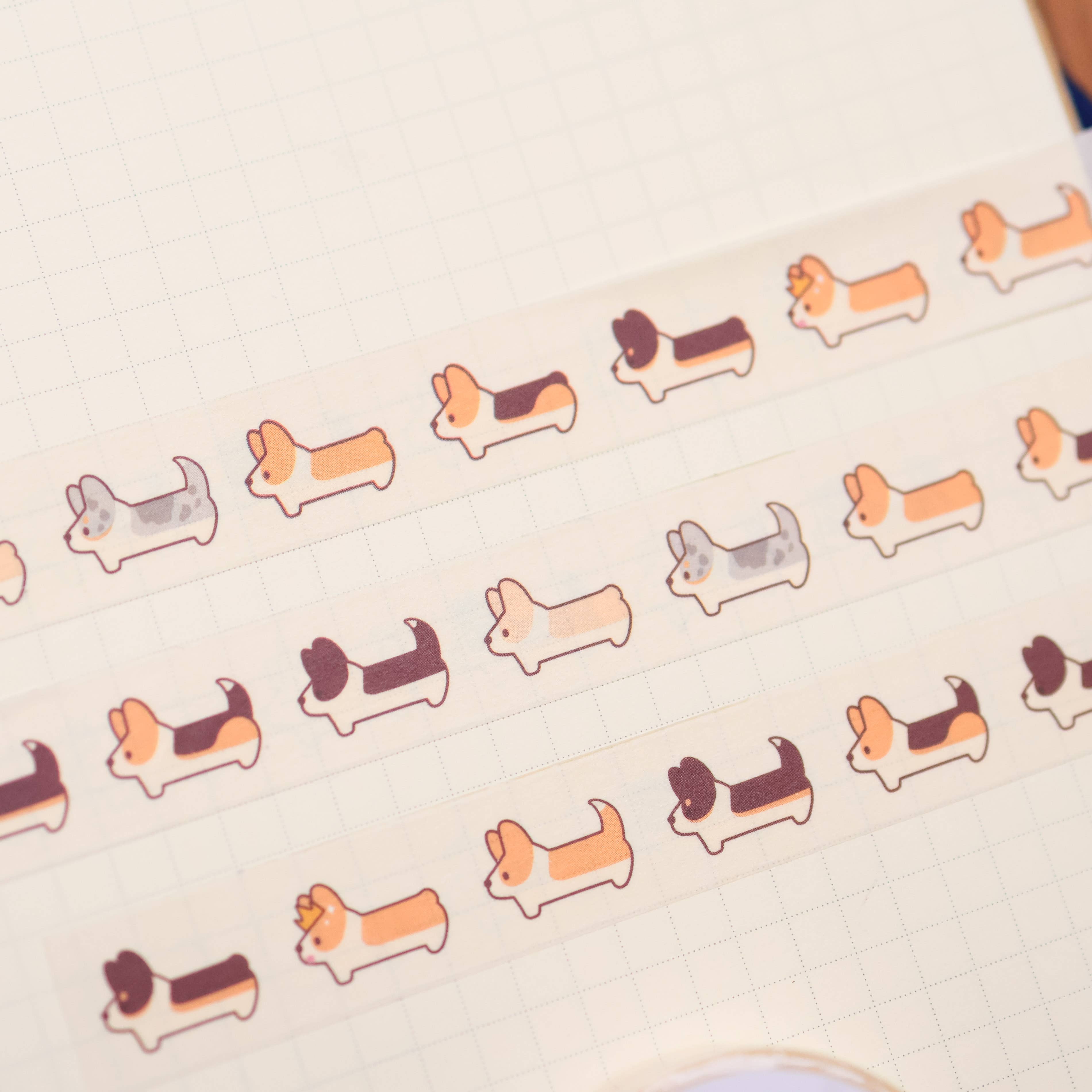 Thousand Skies Corgi March Washi Tape - 15mm Matte Finish