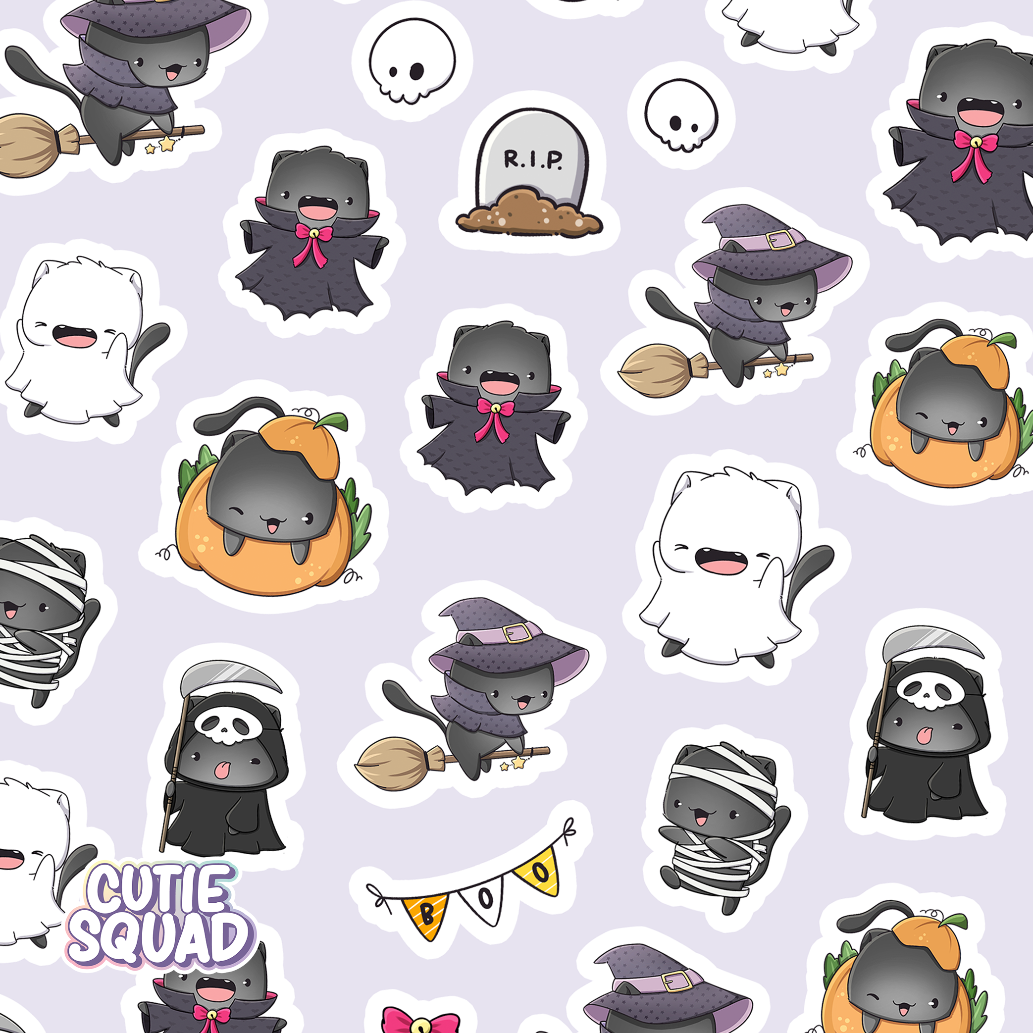 Spooky Cats Sticker Sheet | CutieSquad