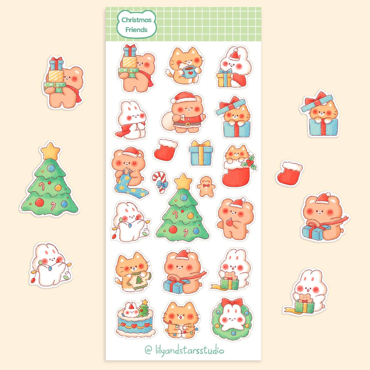 Christmas Friends Sticker Sheet by Lily and Stars Studio | Papertail Fox