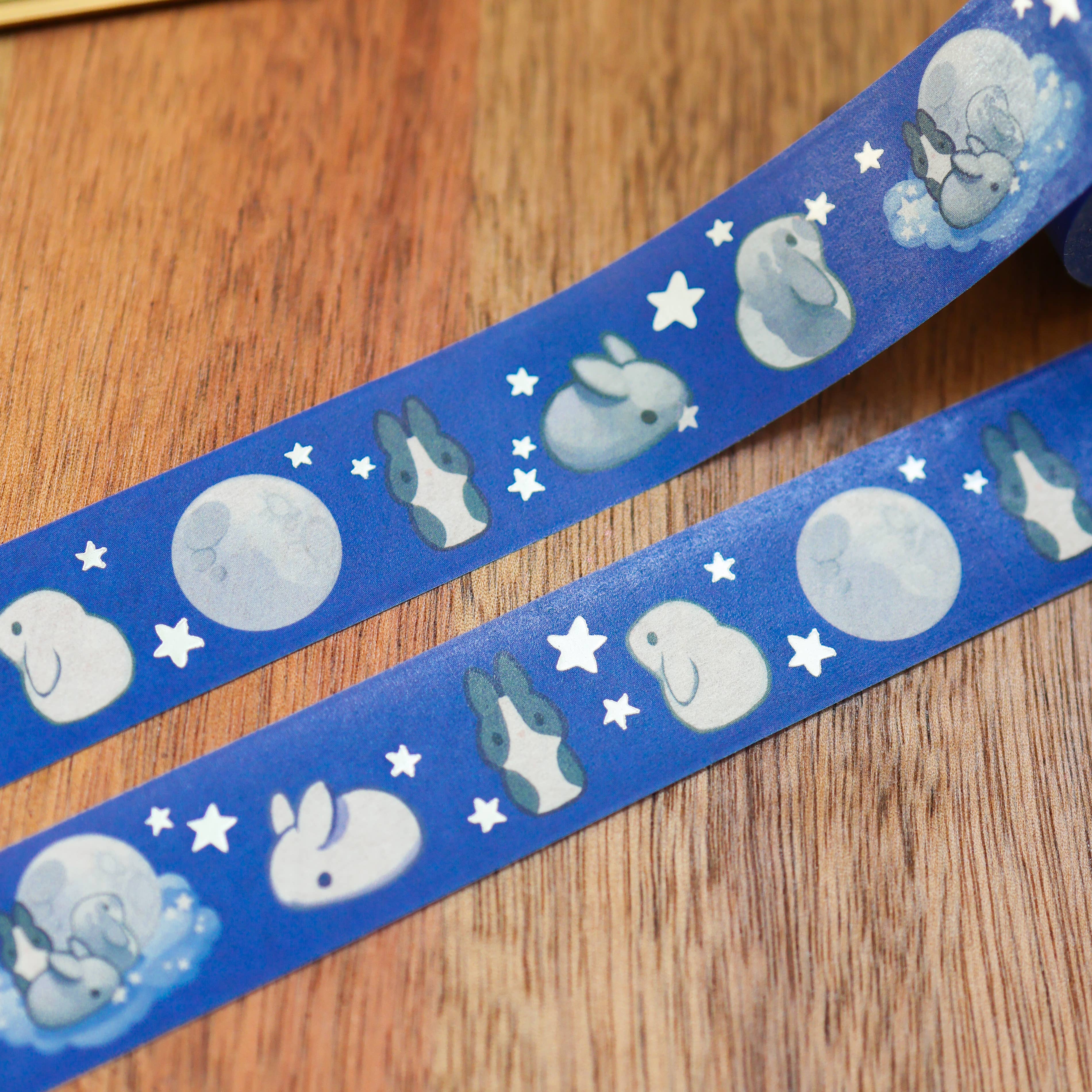 Thousand Skies Silver Moon Rabbit Washi Tape - 20mm Animal Theme