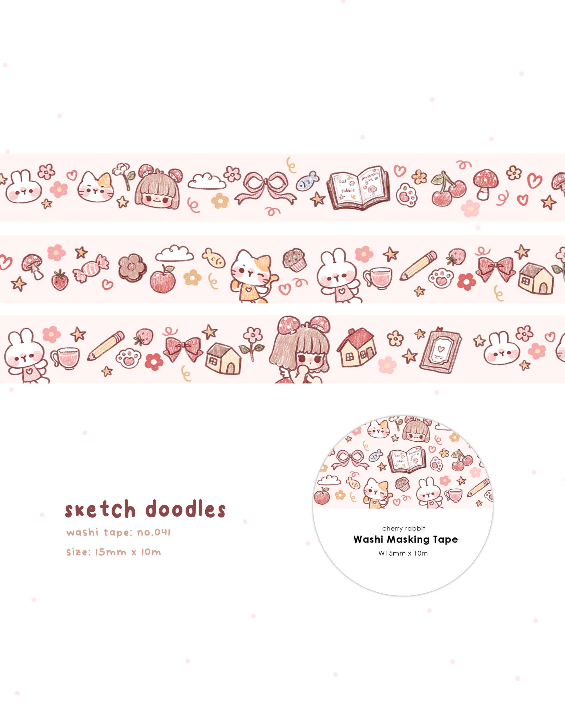 Sketch Doodles Washi Tape by Cherry Rabbit | Papertail Fox