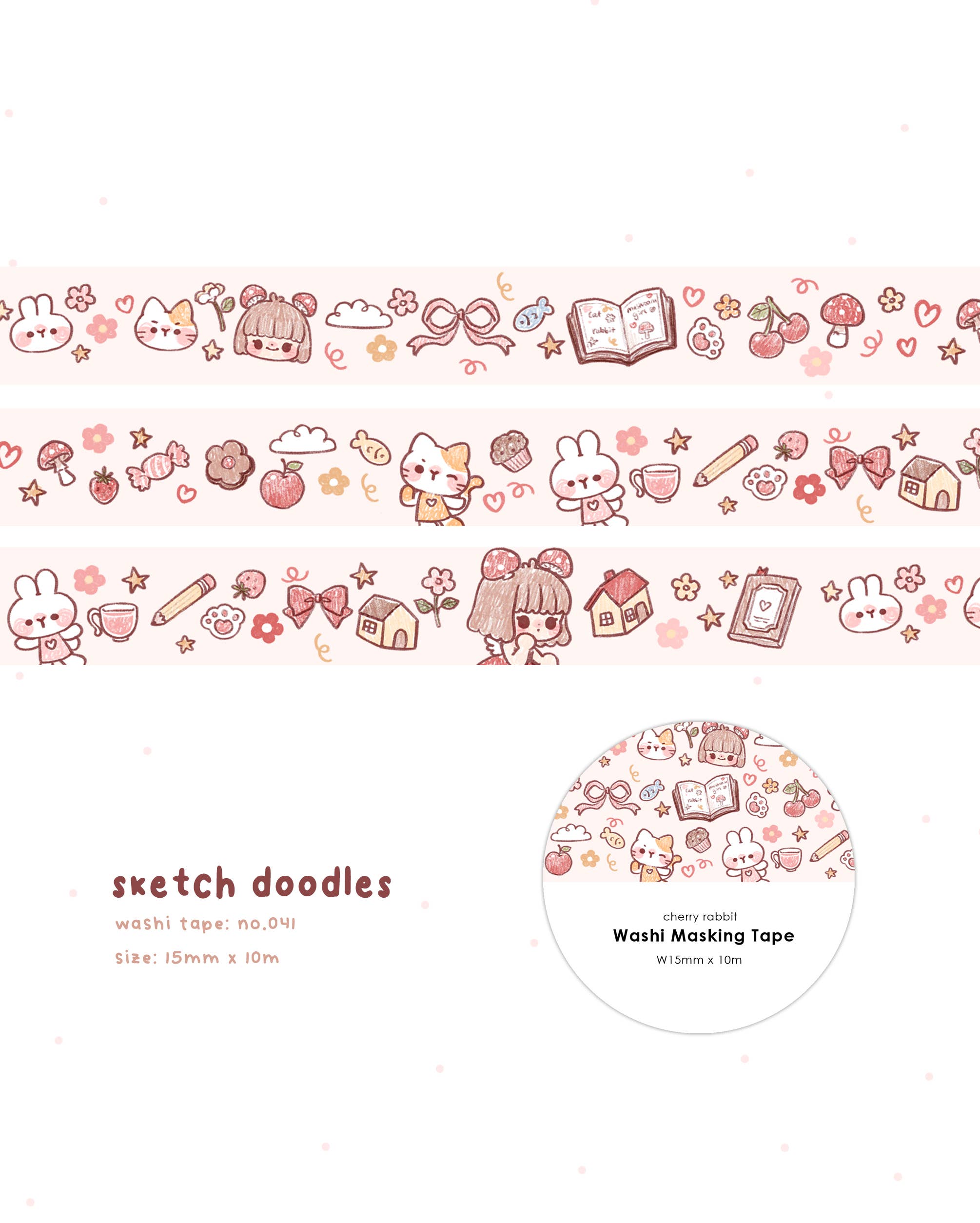 Sketch Doodles Washi Tape by Cherry Rabbit | Papertail Fox