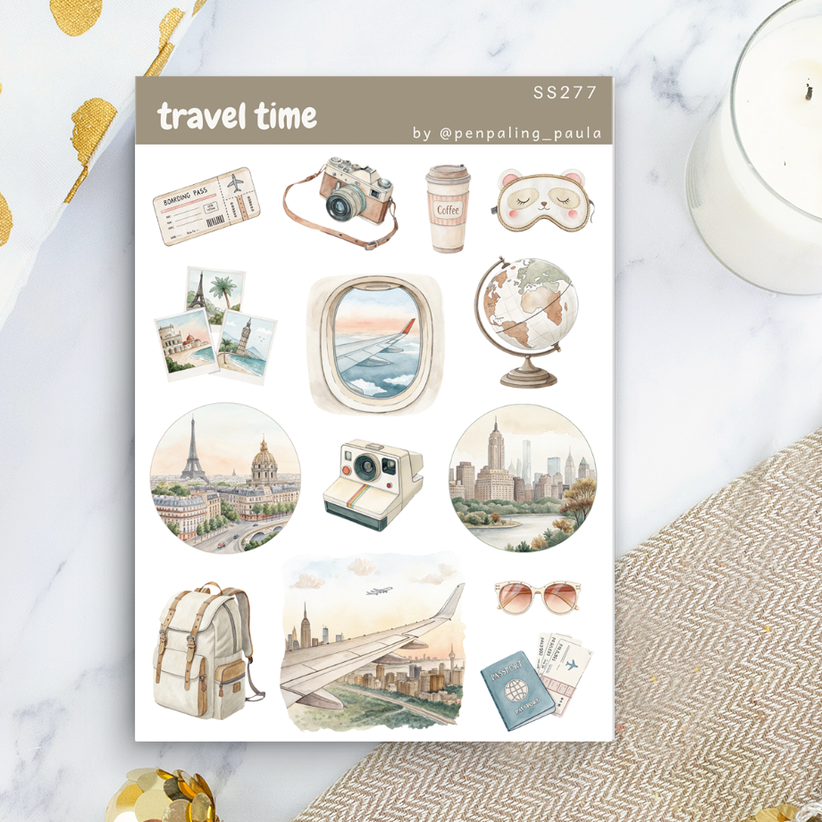 Travel Time Sticker Sheet | Penpaling Paula