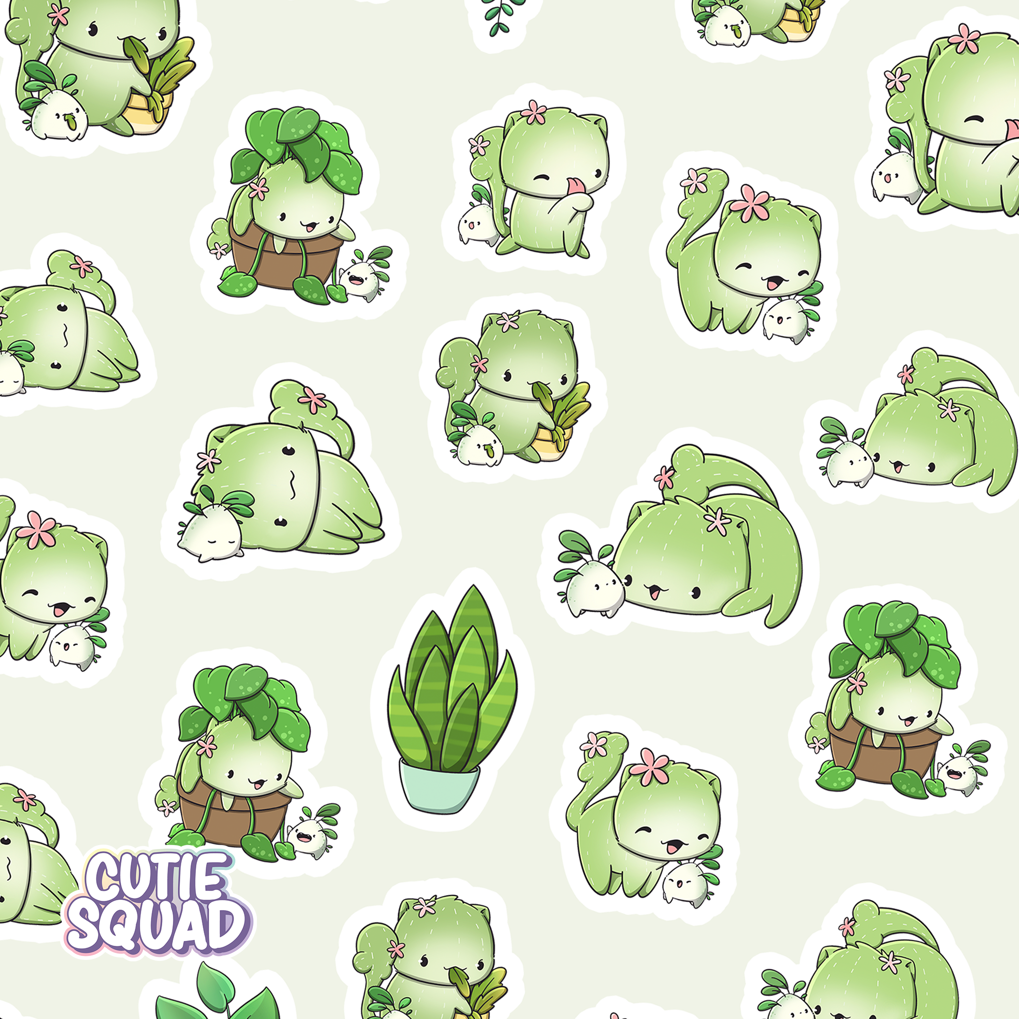 Lily & Ruu Cactus Cat Sticker Sheet | CutieSquad