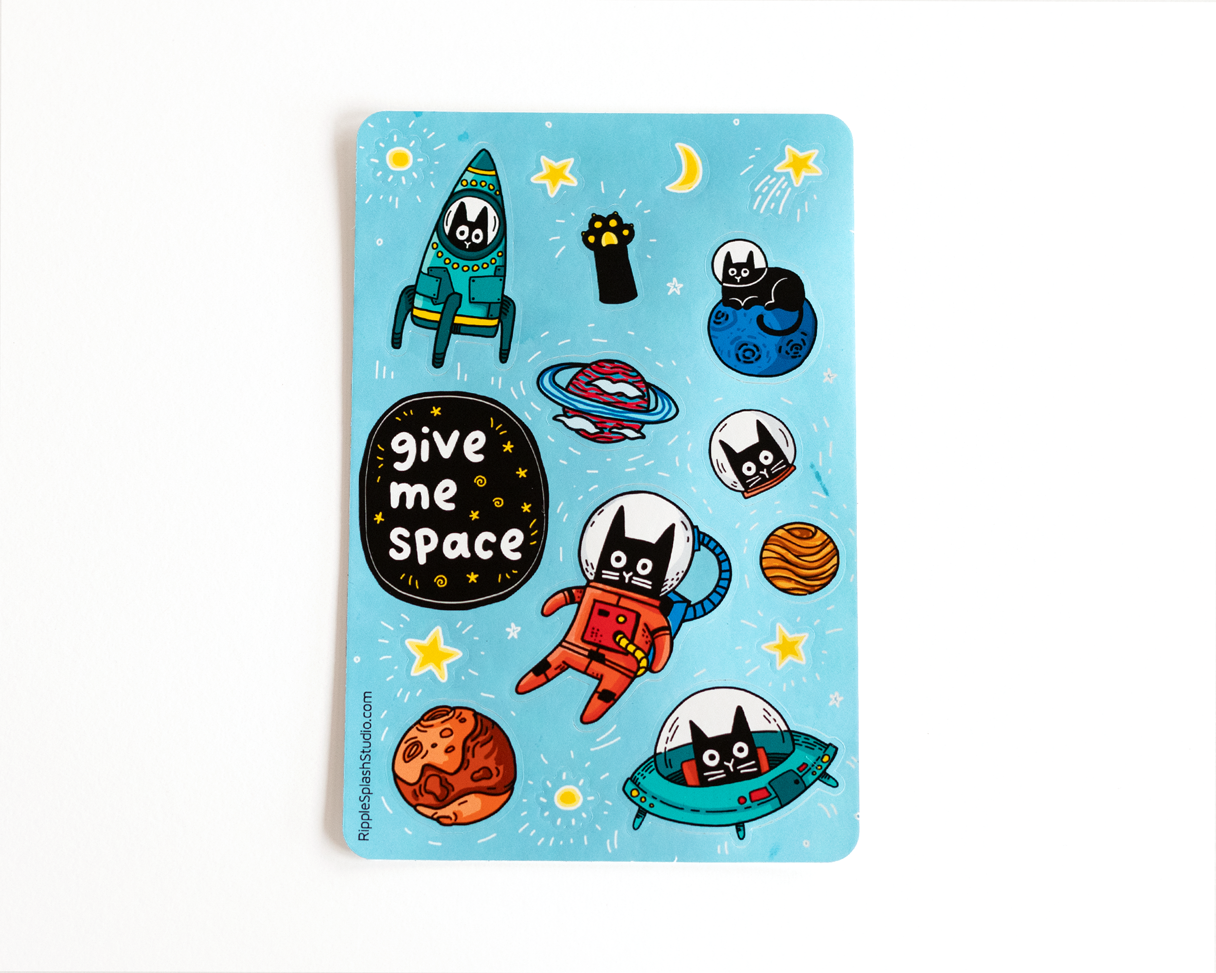 Space Cat Sticker Sheet by RippleSplash Studio | Papertail Fox
