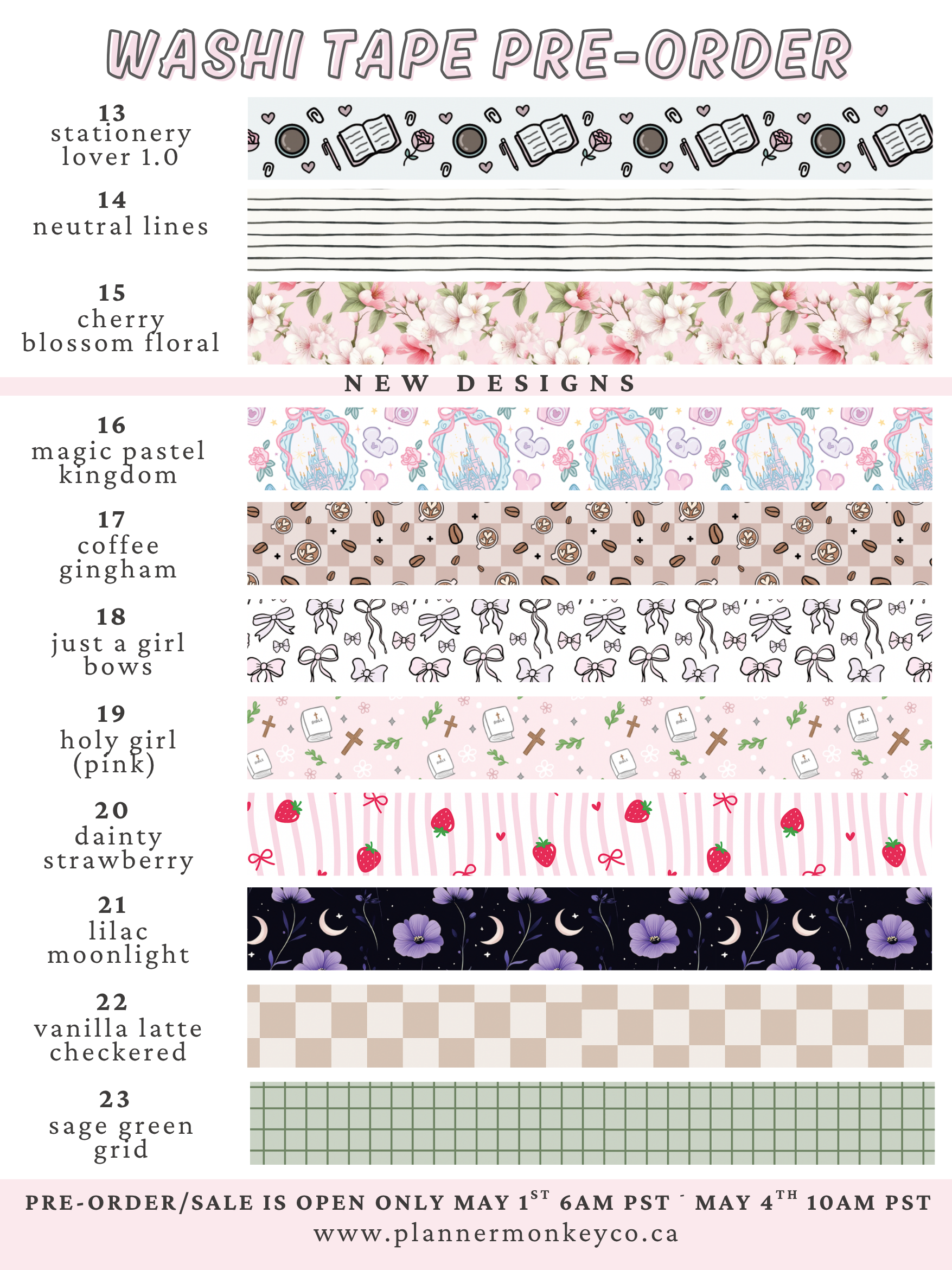Boho Plant Grid Washi Tape | Planner Monkey Co