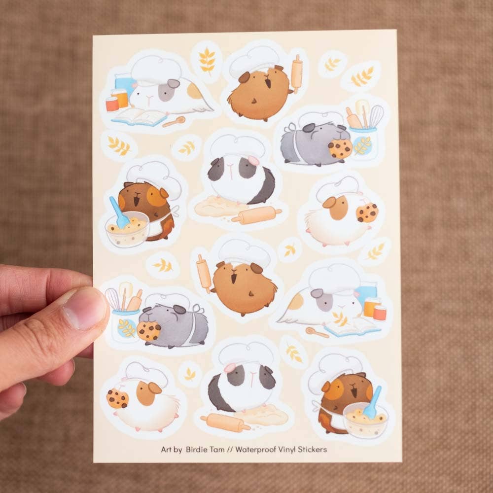 Guinea Pig Baking Time Sticker Sheet by Birdie Tam | Papertail Fox