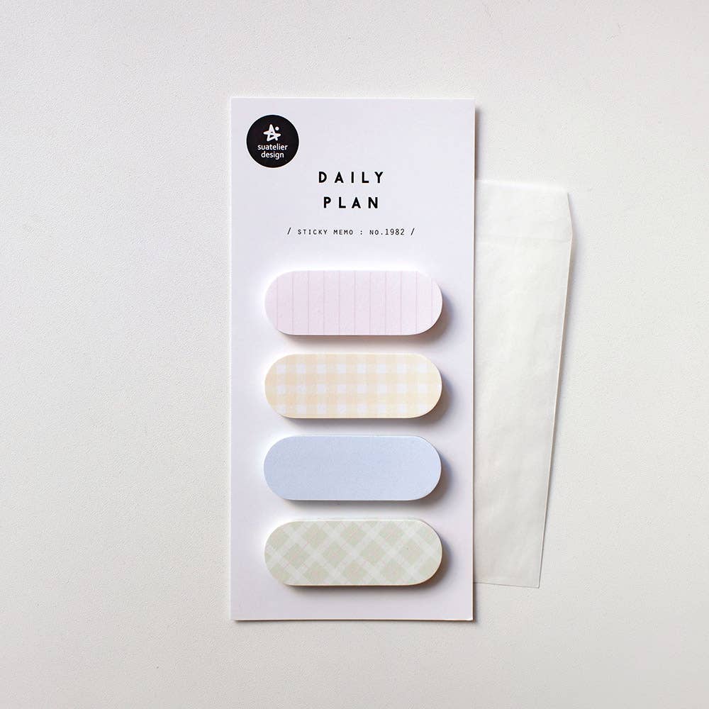 Pastel Gingham 4 Pad Sticky Memo Set by Suatelier