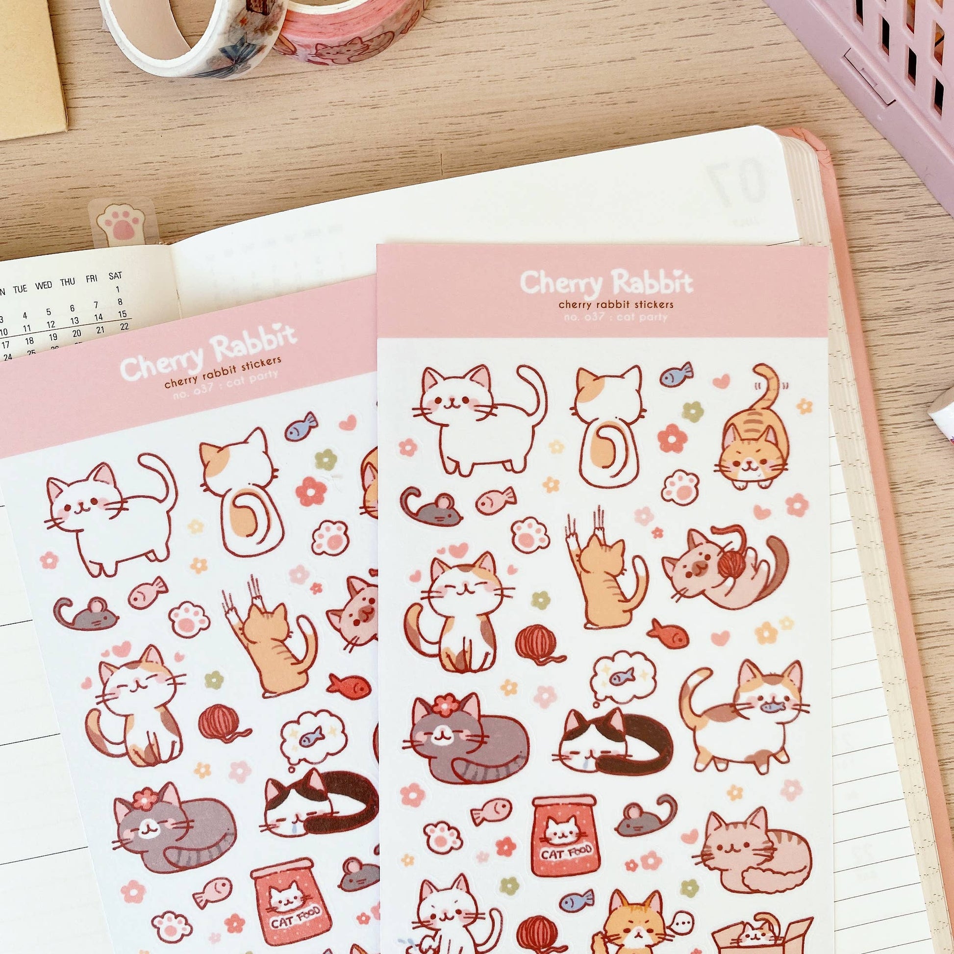 Cat Party Sticker Sheet no.037 by Cherry Rabbit | Papertail Fox