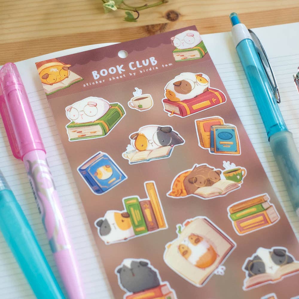 Guinea Pig Book Club Sticker Sheet by Birdie Tam | Papertail Fox