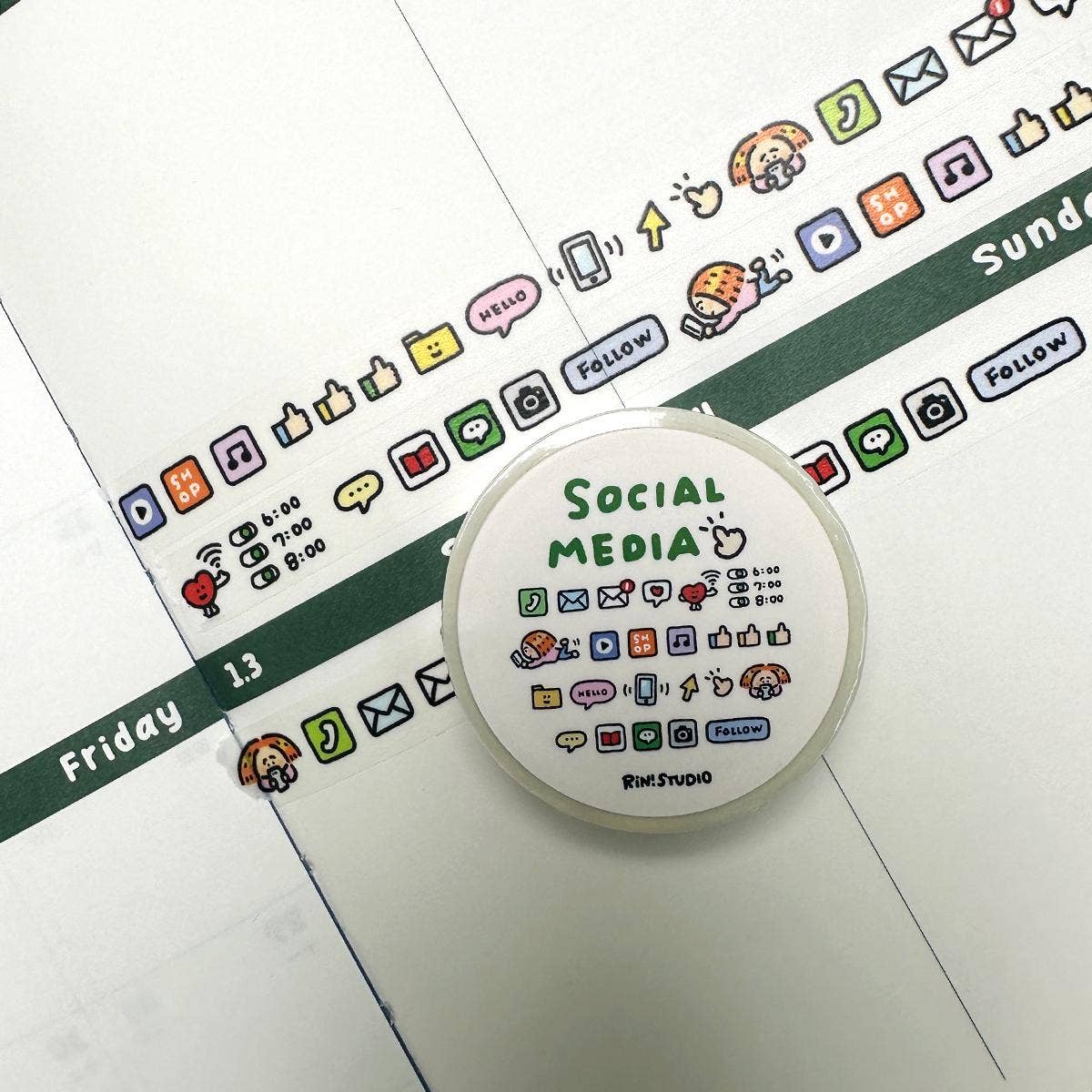 Social Media Mini Washi Tape by RiN! Studio | Papertail Fox