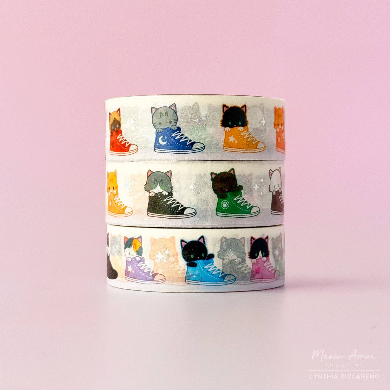 Sneaker Cats Holo Foil Washi Tape by Meow Amor Creative | Papertail Fox