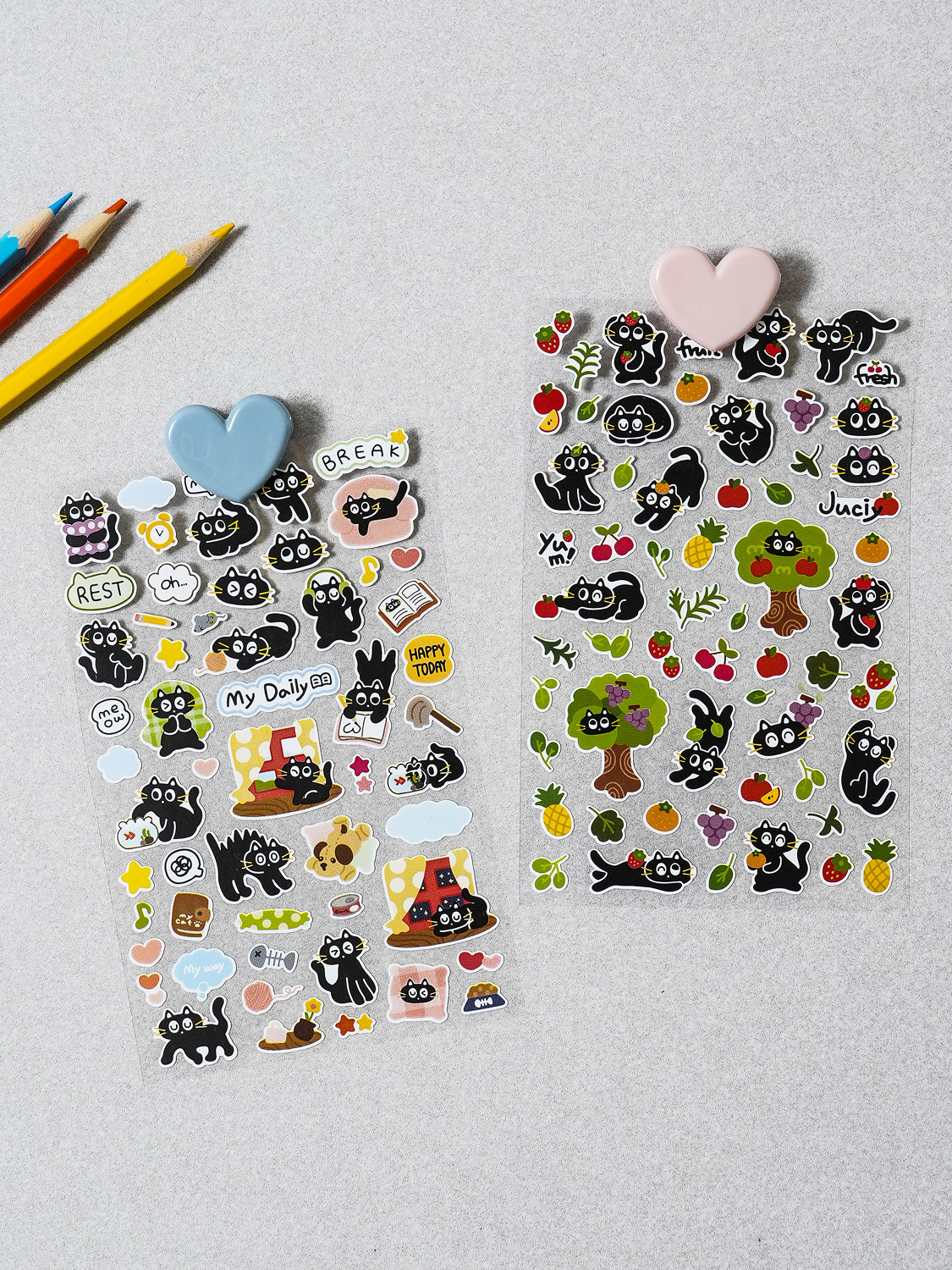 Black Cat Daily Life 4 Sheet Sticker Set by Daiso | Papertail Fox
