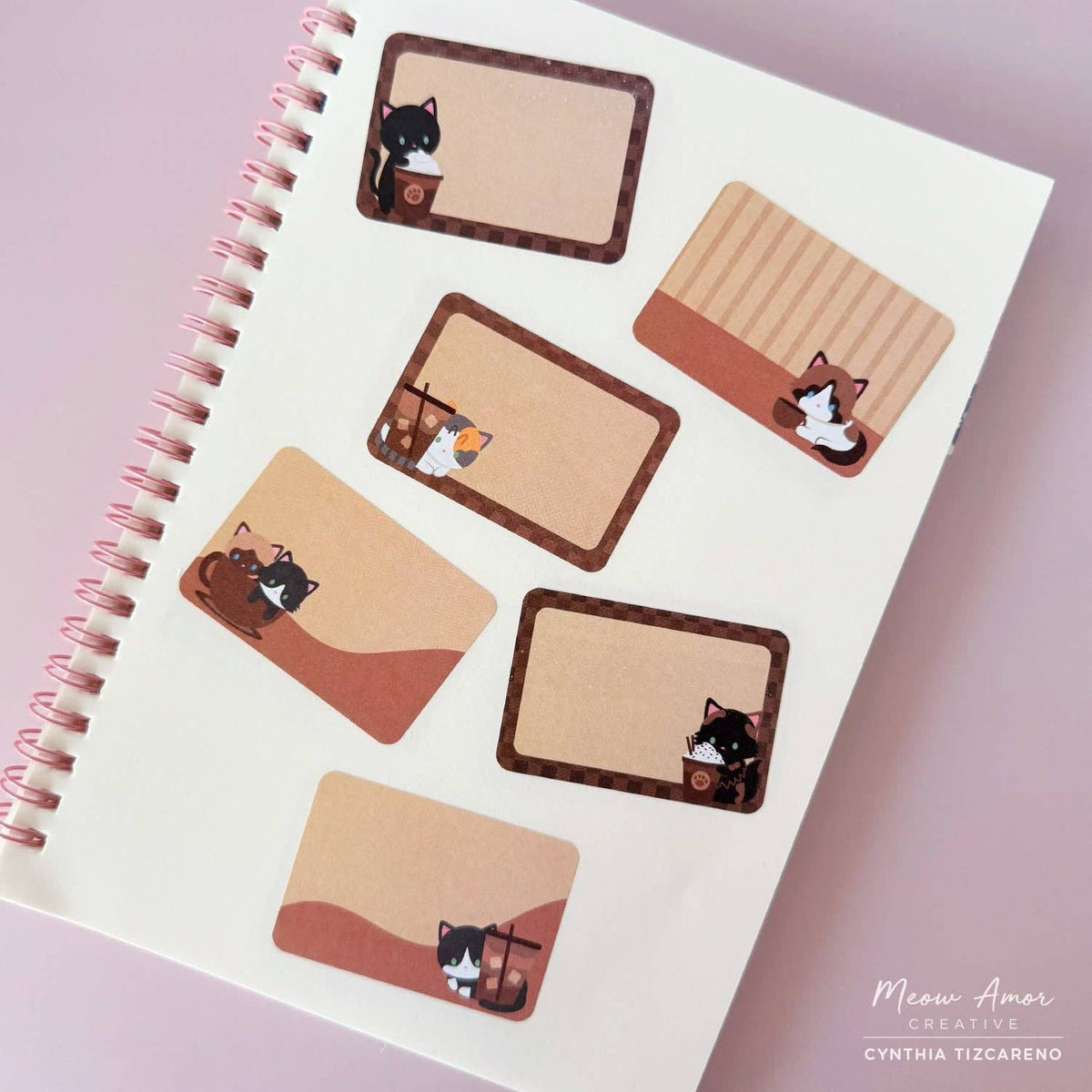 Coffee Cats Paper Roll Labels | Meow Amor Creative