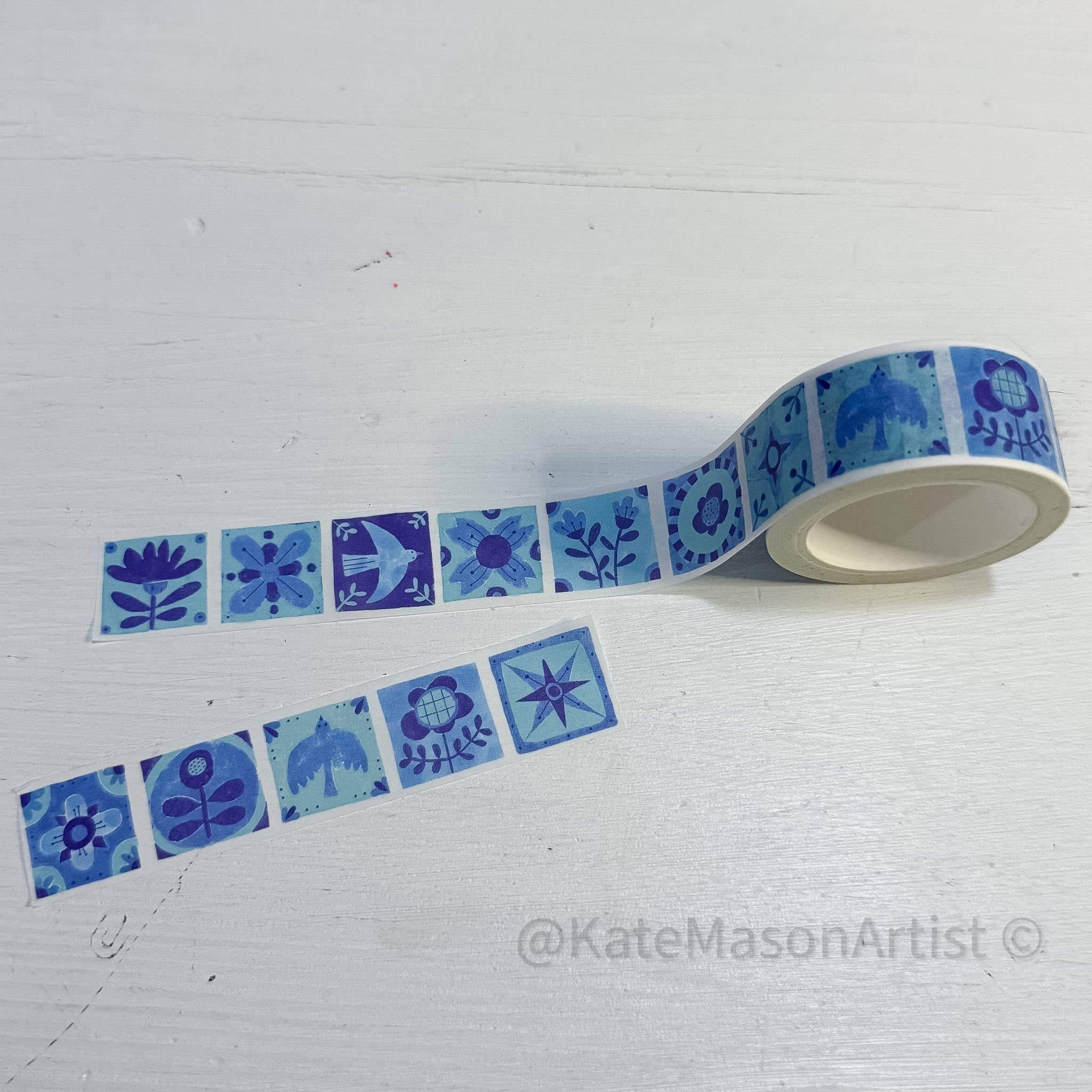 Patchwork Blues Washi Tape | Kate Mason Artist