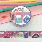 Pink Snowy Village Washi Tape | Kate Mason Artist
