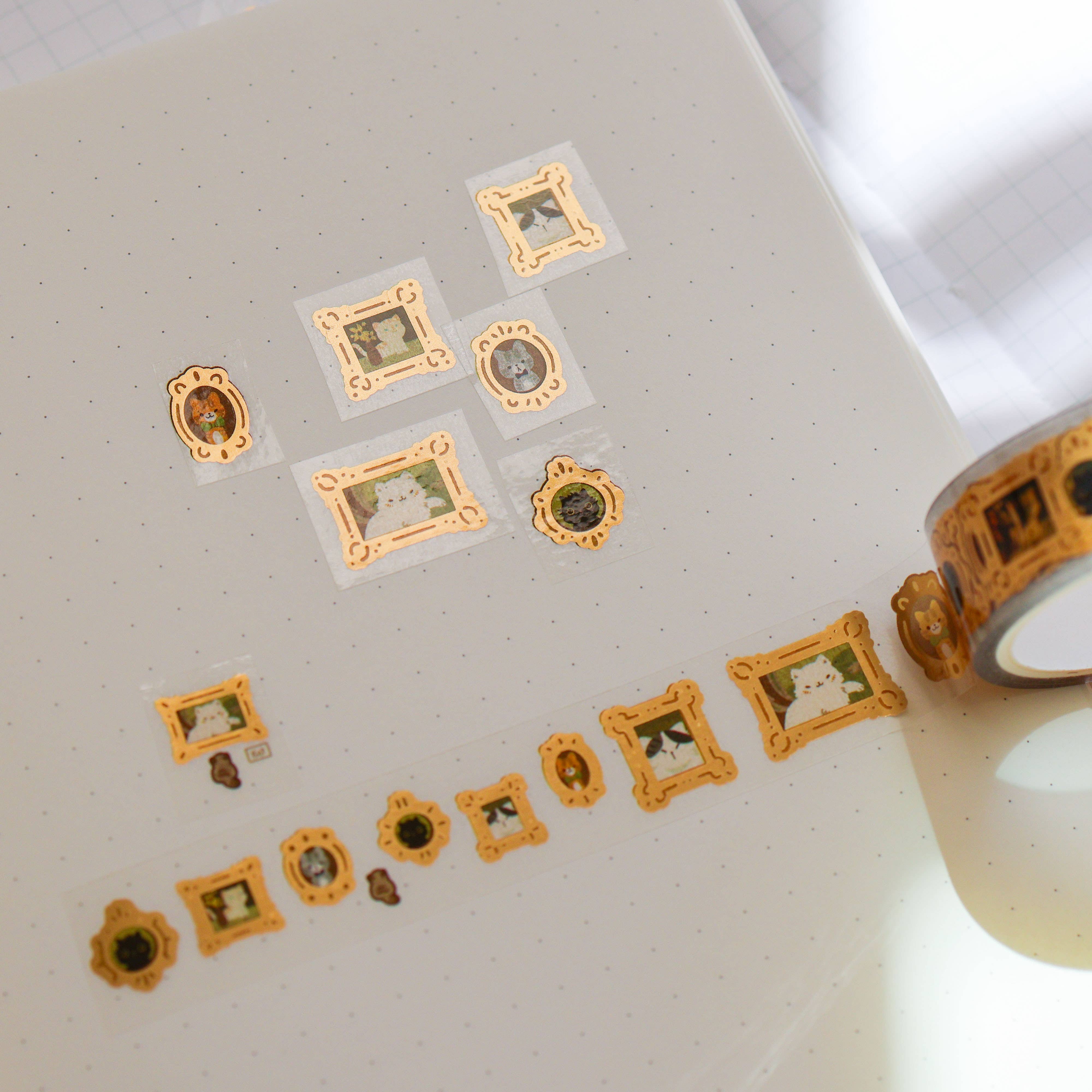 Thousand Skies Meowster Piece PET Tape - 15mm Foil Accents