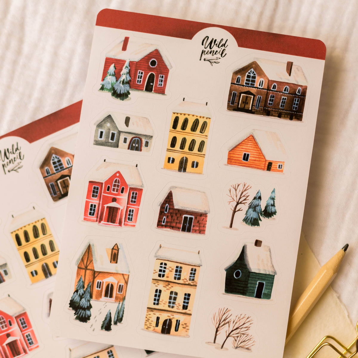 Winter Town Sticker Sheet | Wild Pencil Studio