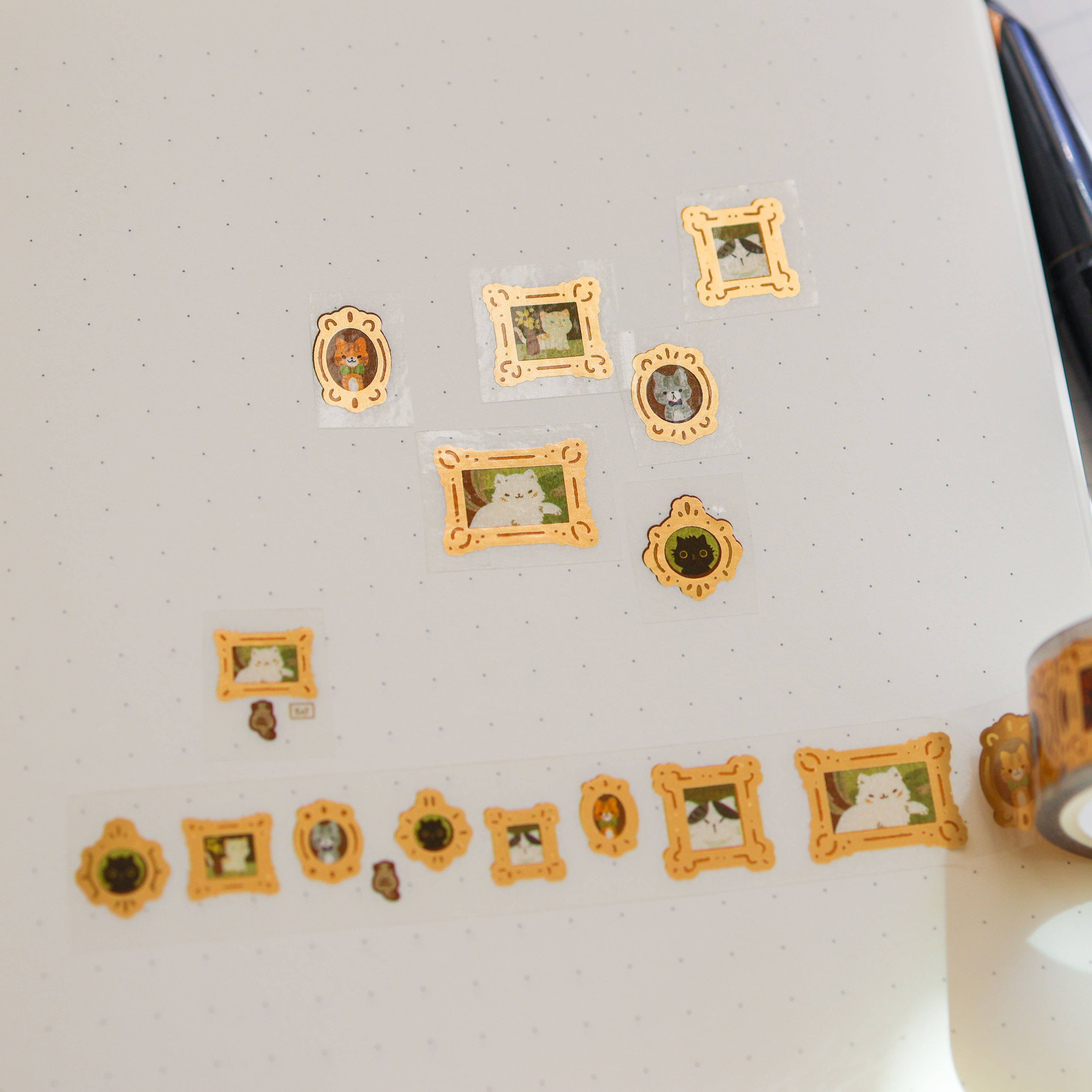 Thousand Skies Meowster Piece PET Tape - 15mm Foil Accents