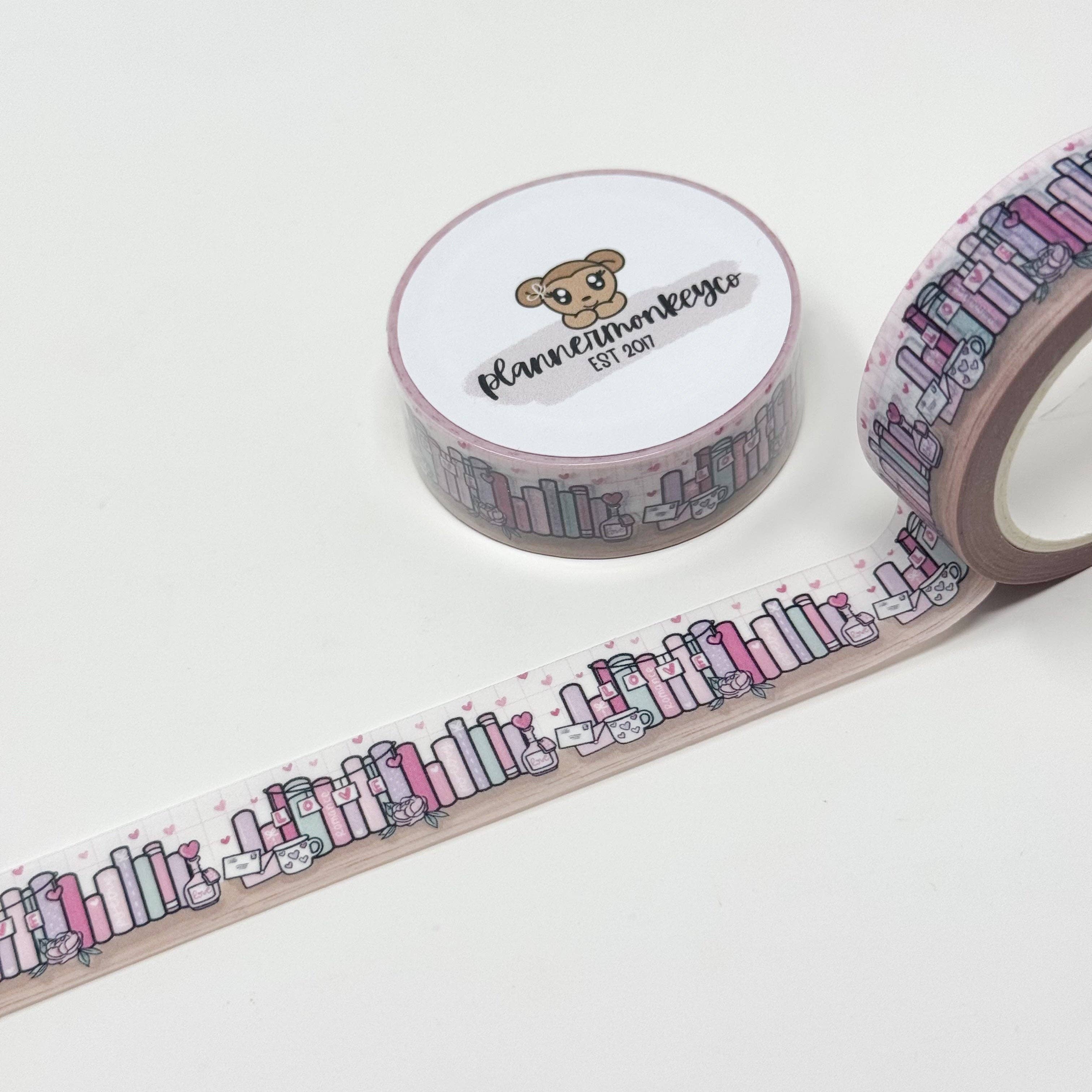 Bookshelf 12.0 Be Mine Bookish Washi Tape | Planner Monkey Co
