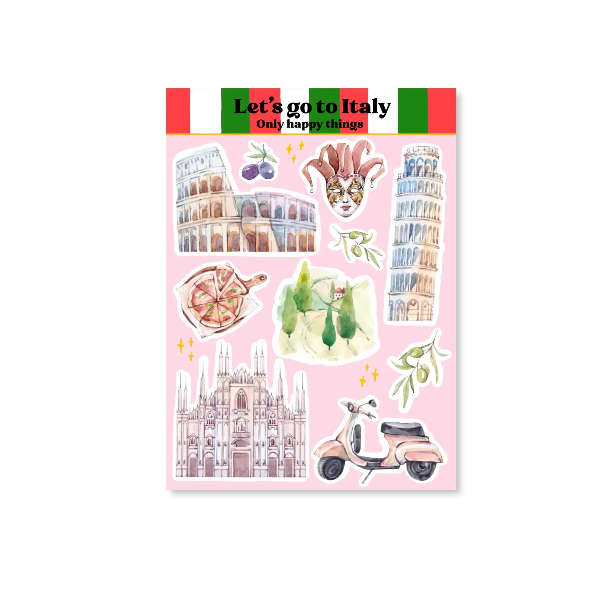 Let'S Go To Italy Sticker Sheet | Only Happy Things Stationery - Papertail Fox