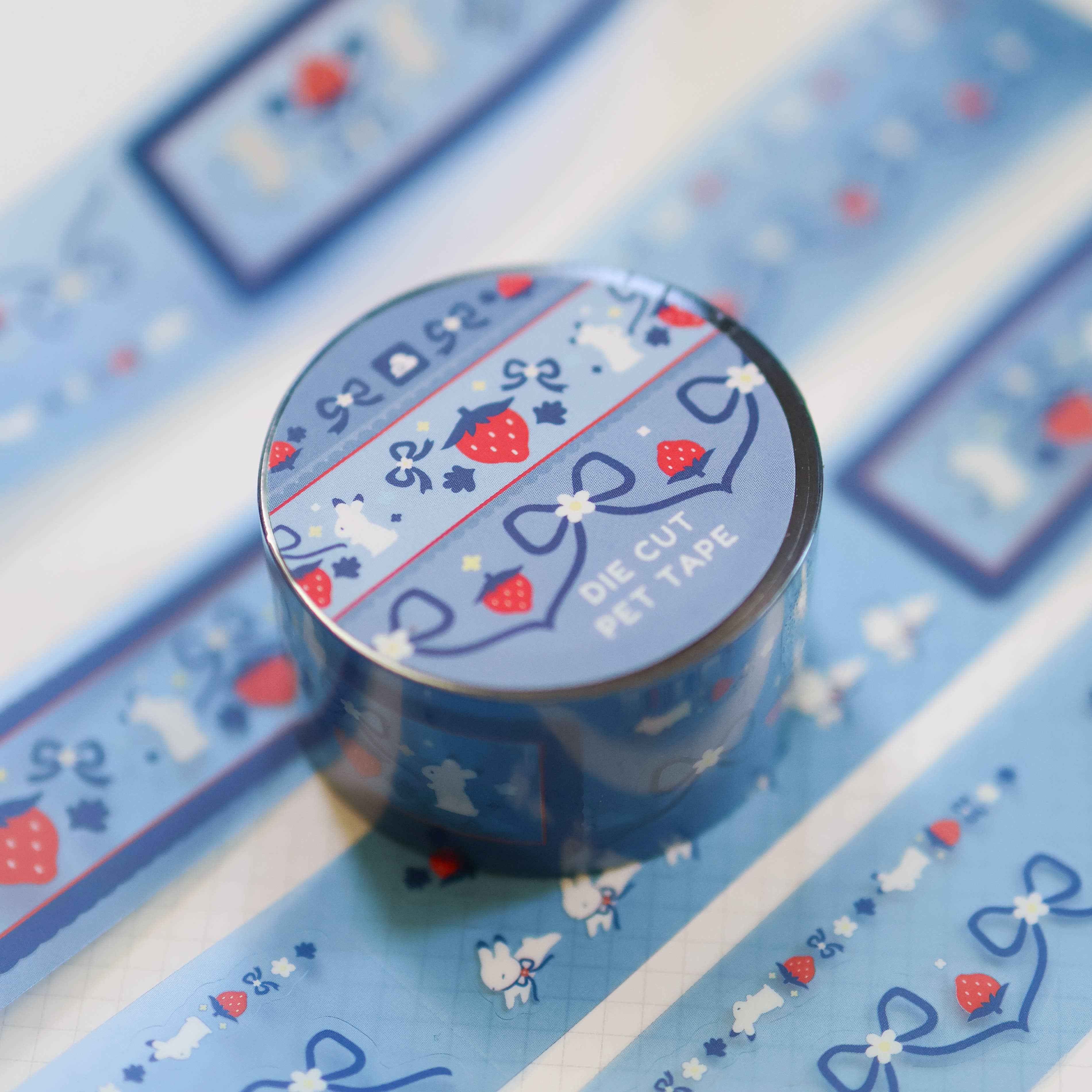 Thousand Skies Strawberry Bunnies PET Tape - 25mm Matte Finish