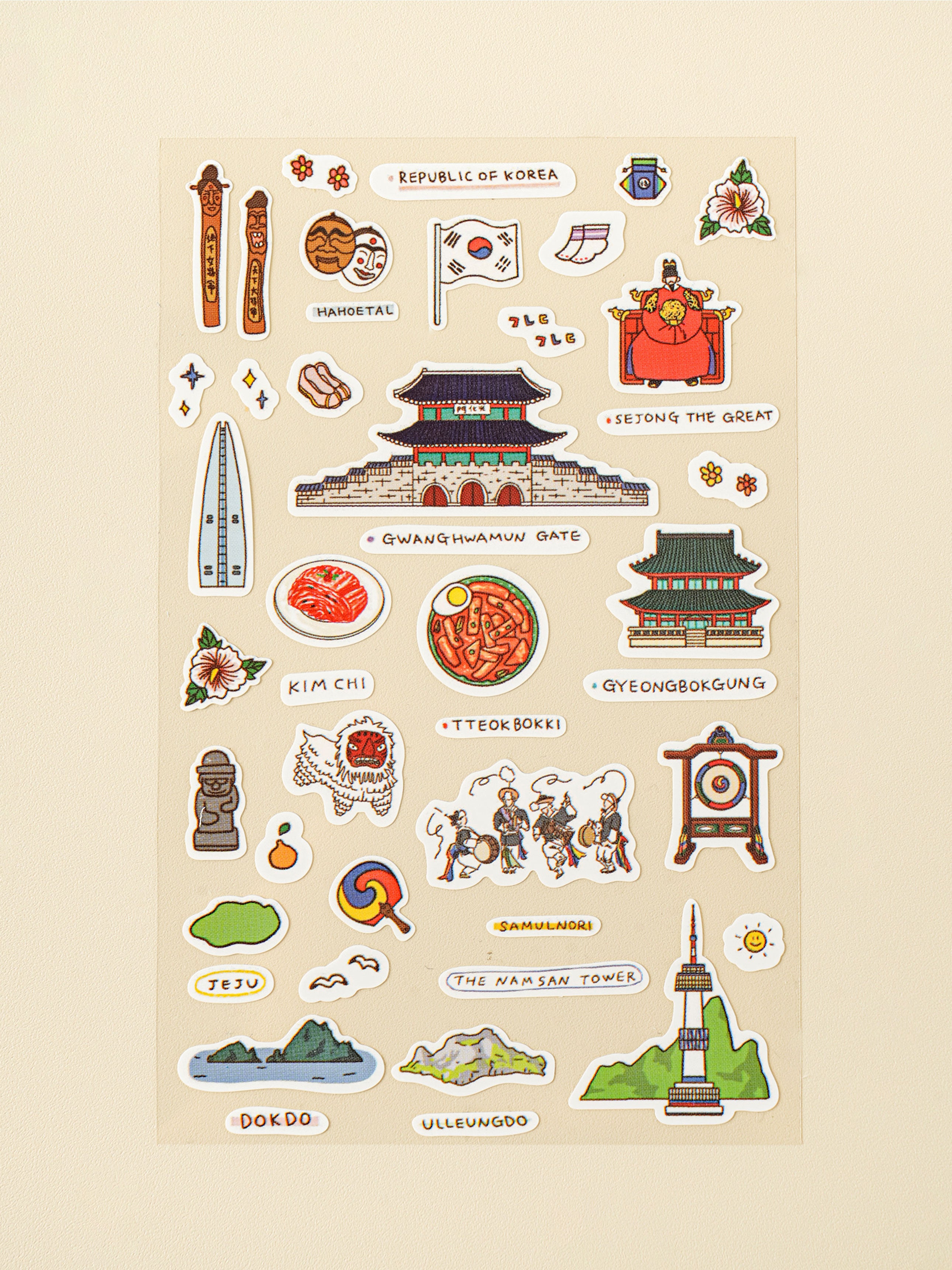 World Travel Landmark 4 Sheet Sticker Set by Daiso | Papertail Fox