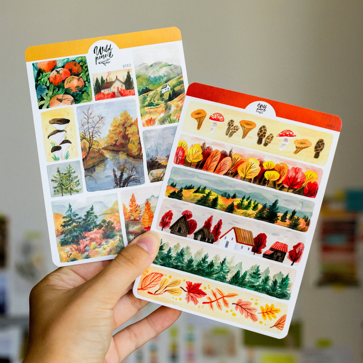 Fall Landscapes Sticker Sheet | Wild Pencil Studio