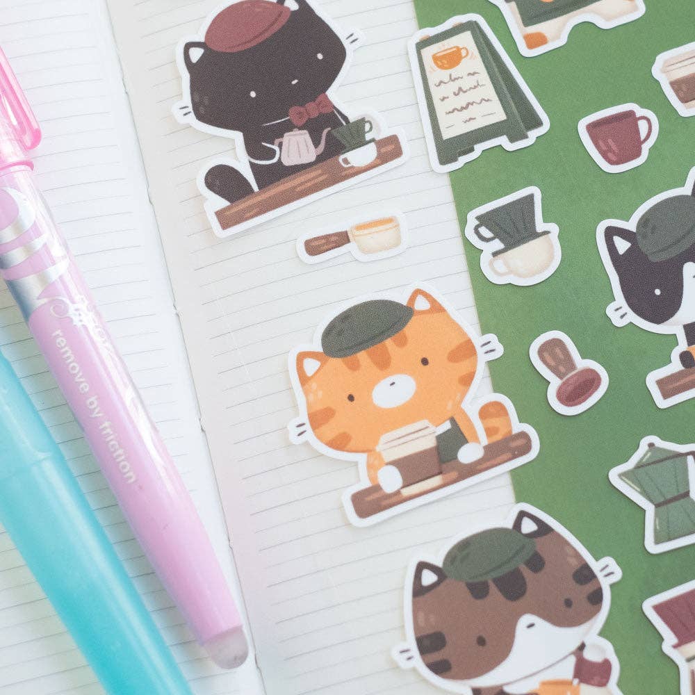 Cat Cafe Sticker Sheet | Birdie Tam