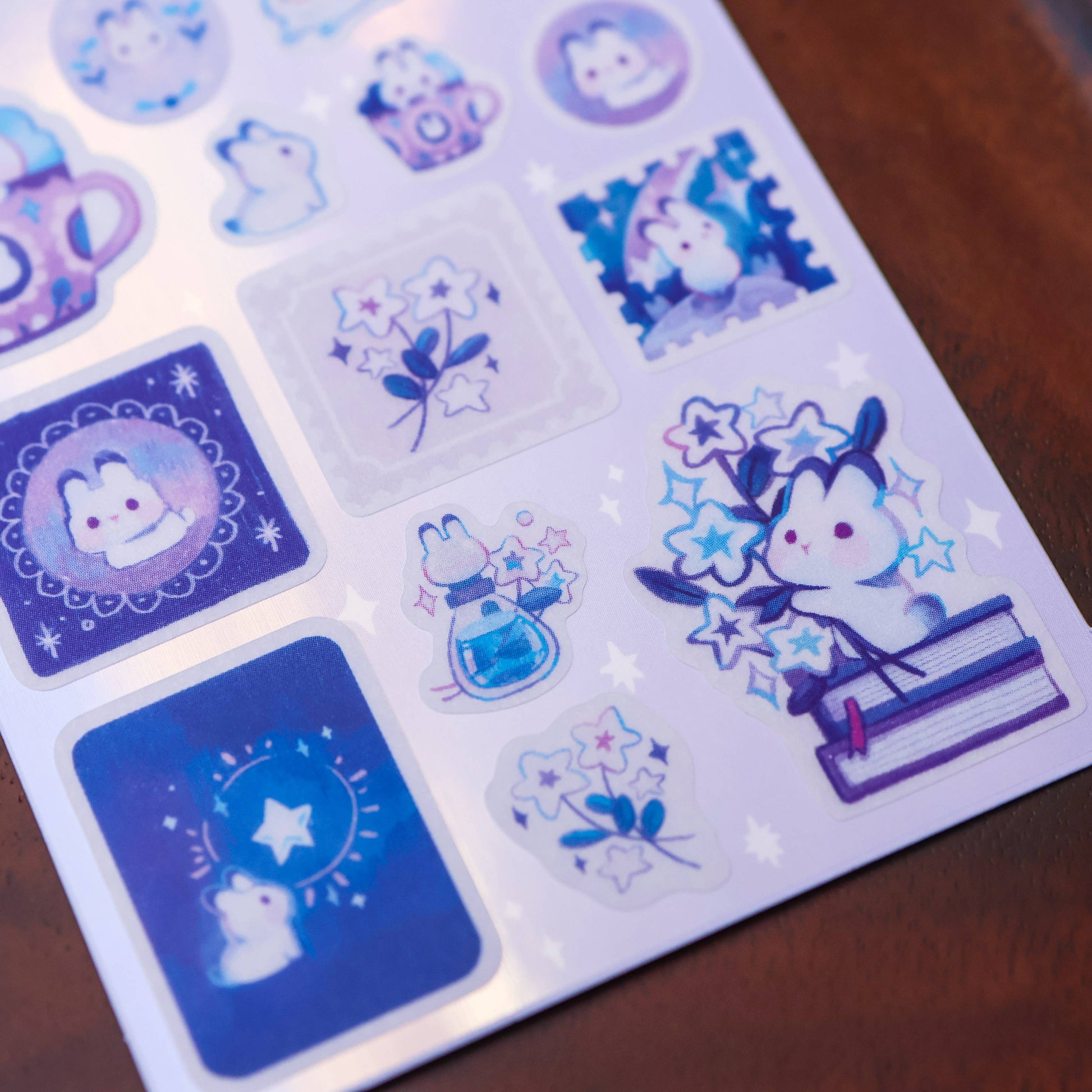 Rabbit and Shooting Stars Washi Sticker Sheet by Thousand Skies | Papertail Fox