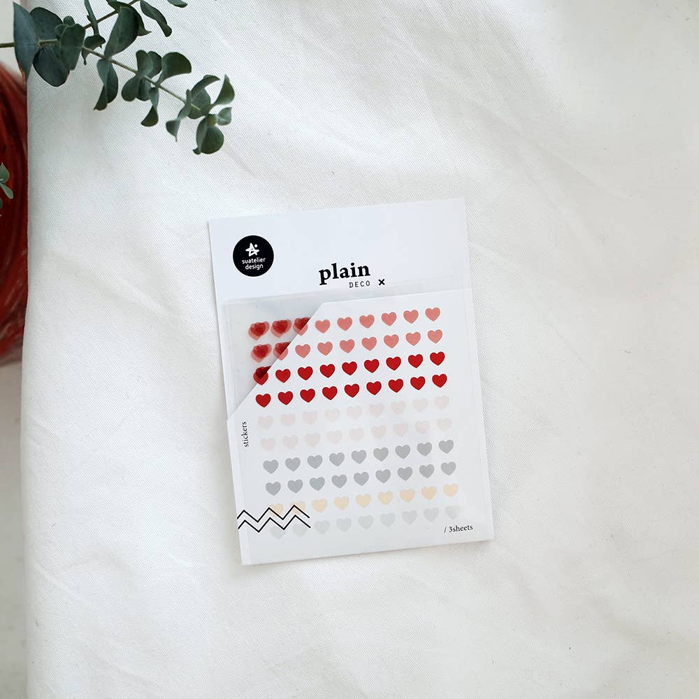Little Hearts 3 Sheet Sticker Set by Suatelier