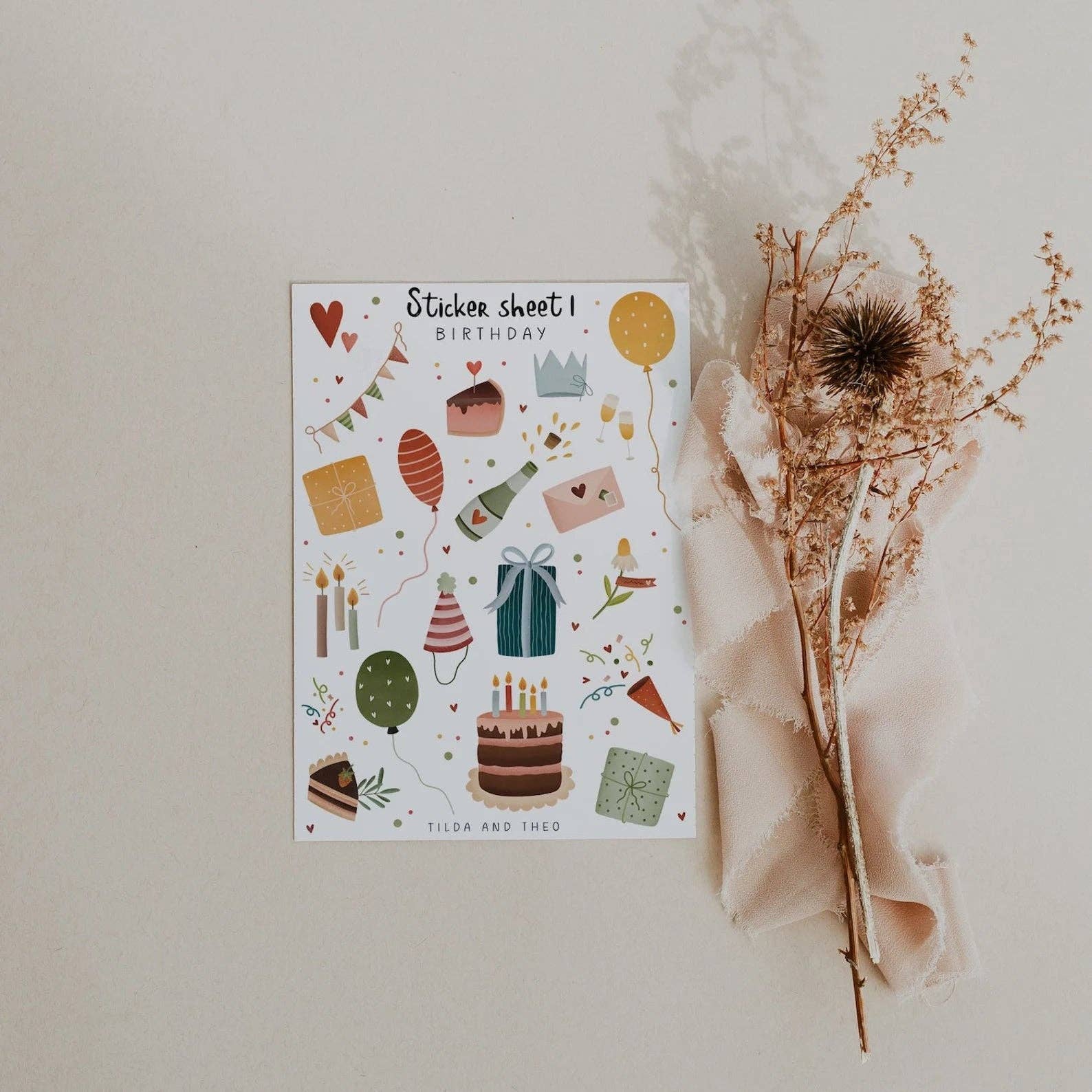 Birthday Sticker Sheet | Tilda & Theo