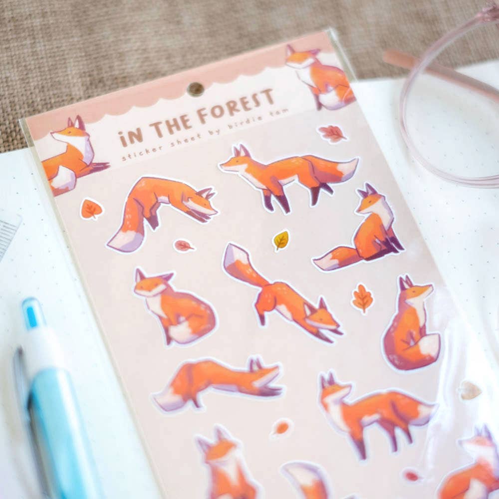 Foxes in the Forest Sticker Sheet by Birdie Tam | Papertail Fox