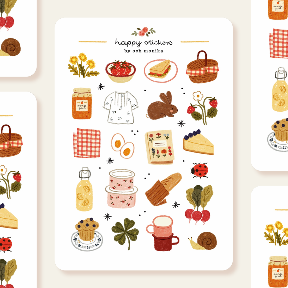Spring Picnic Sticker Sheet by Och Monika | Papertail Fox