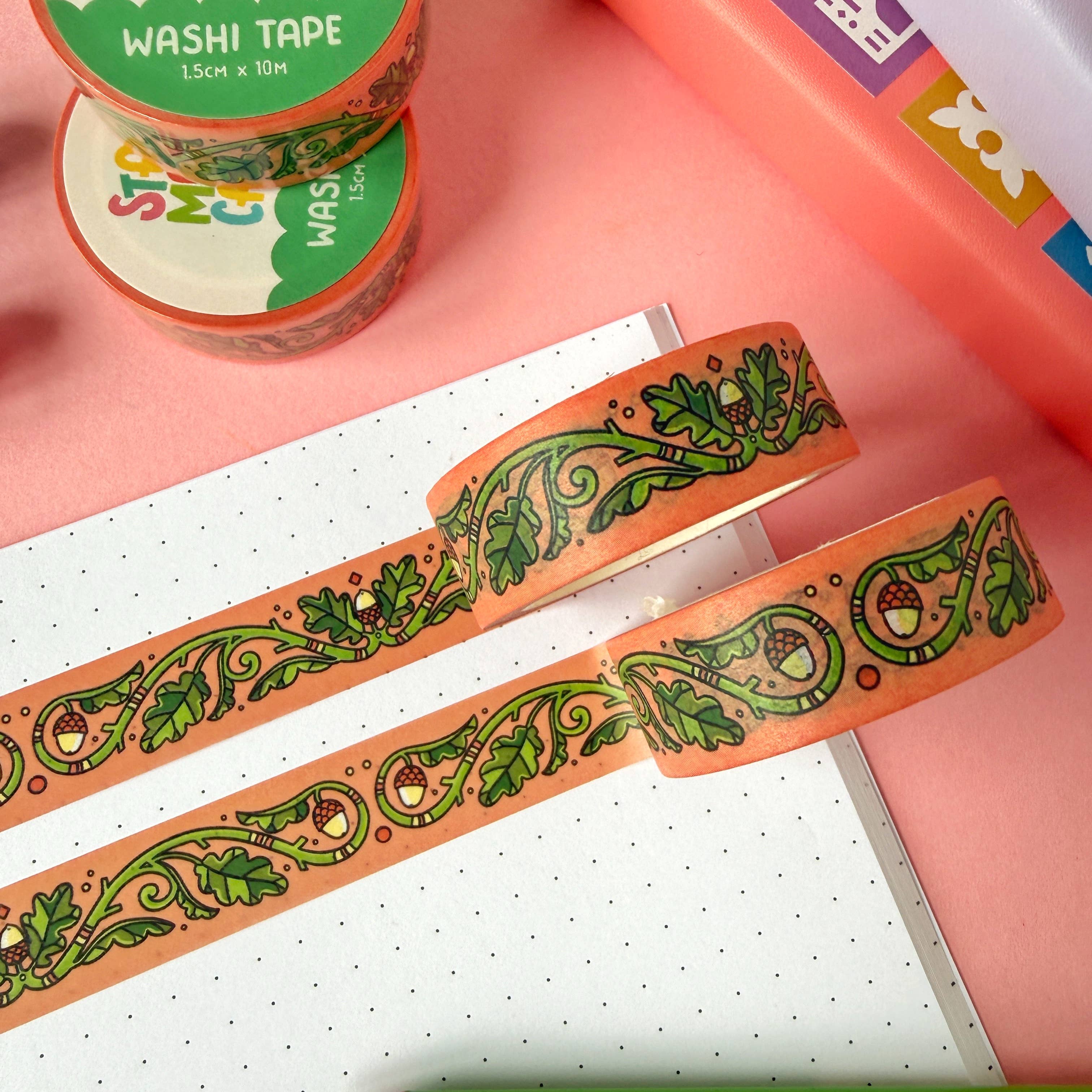 Oak Leaf and Acorn washi tape by Stacey McEvoy Caunt | oak leaf and acorn pattern | Papertail Fox