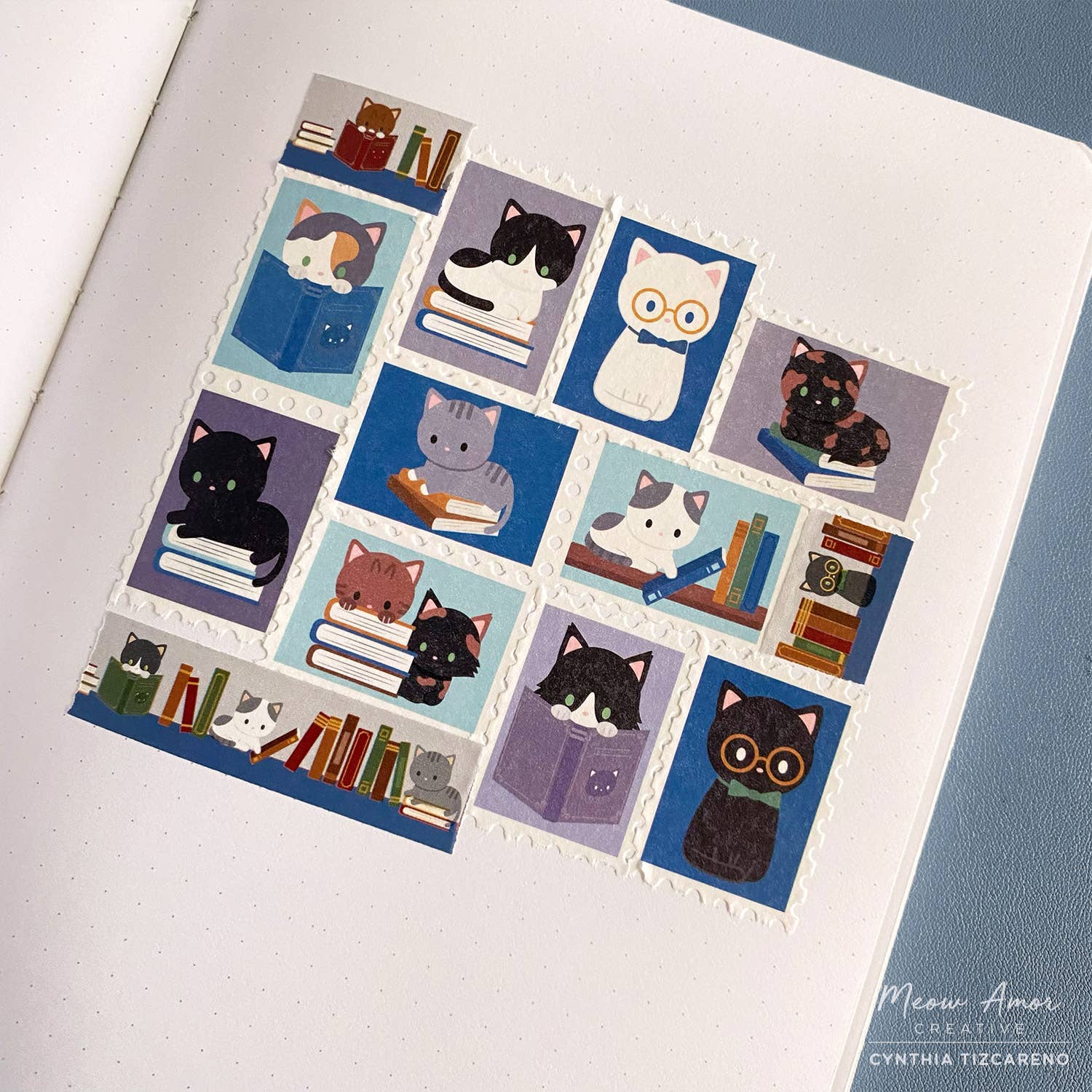 Book Cats Stamp Washi Tape