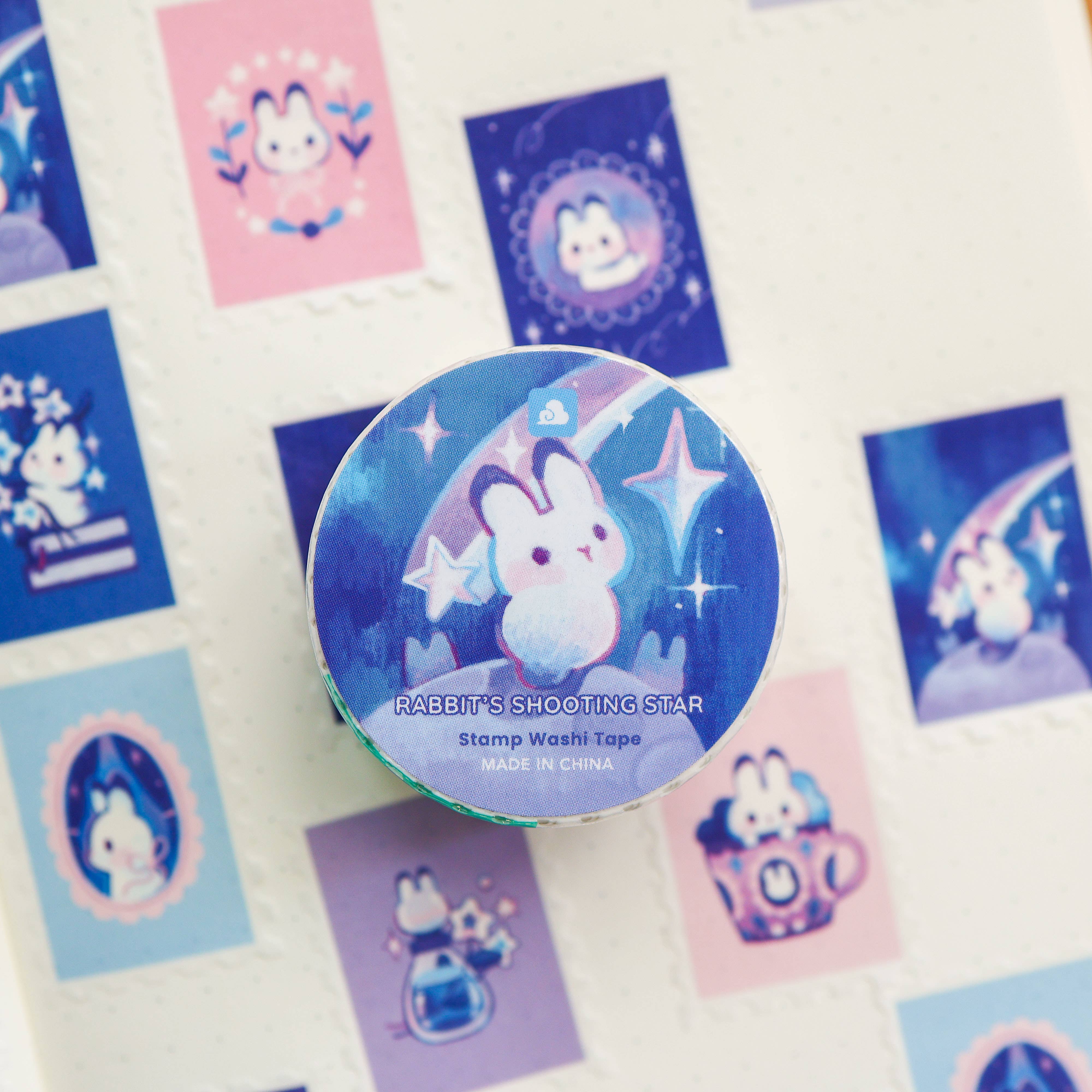 Thousand Skies Rabbit's Shooting Star Stamp Washi Tape - 25mm Animal Theme