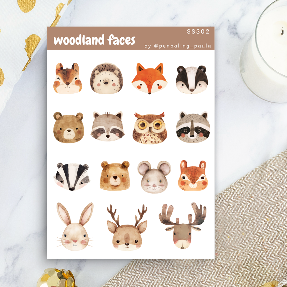 Woodland Faces Sticker Sheet by Penpaling Paula | Papertail Fox