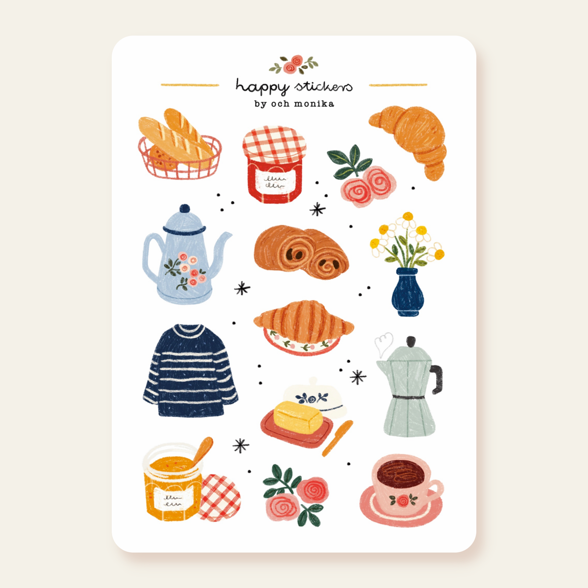 French Breakfast Sticker Sheet | Och Monika