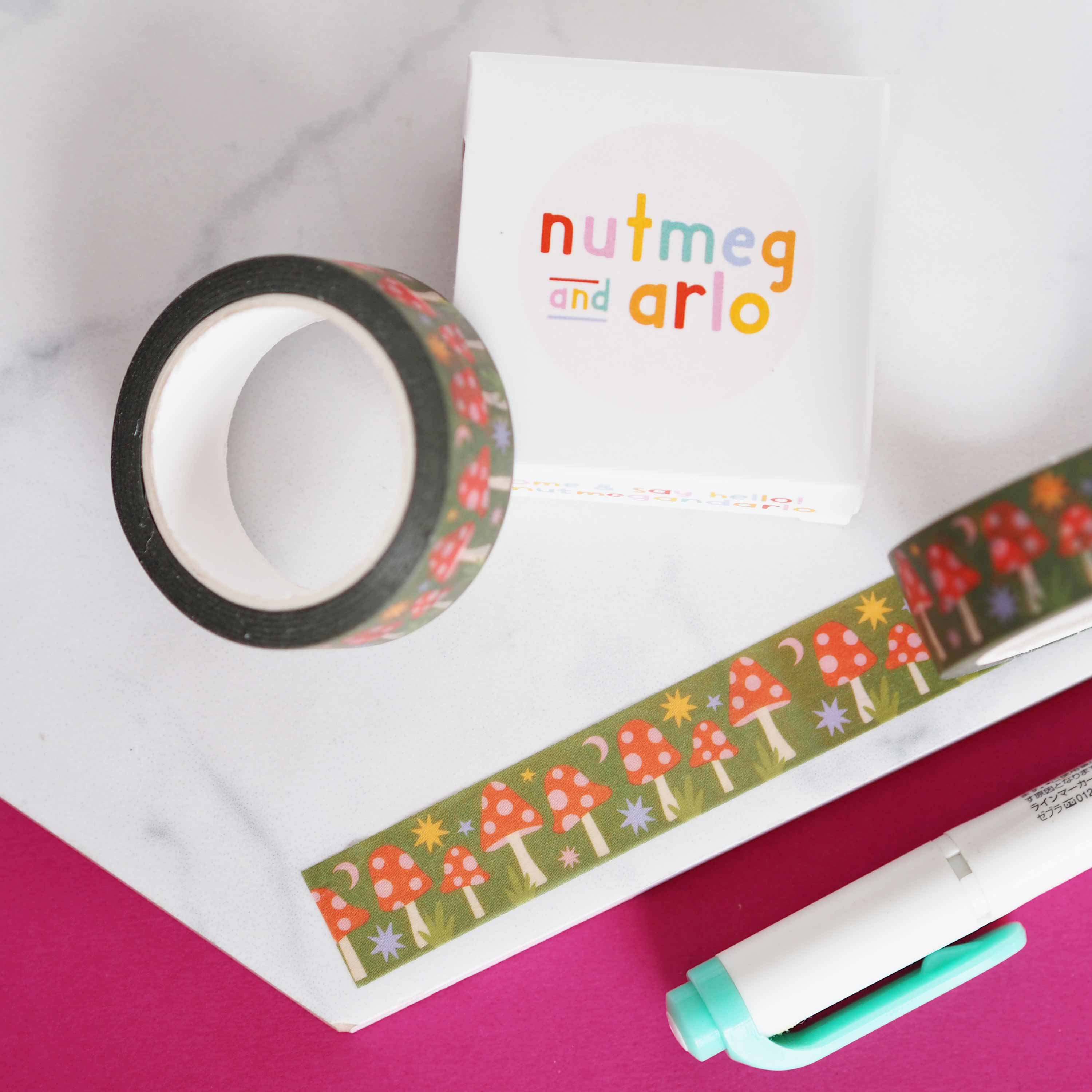 Green Toadstool Washi Tape | Nutmeg and Arlo