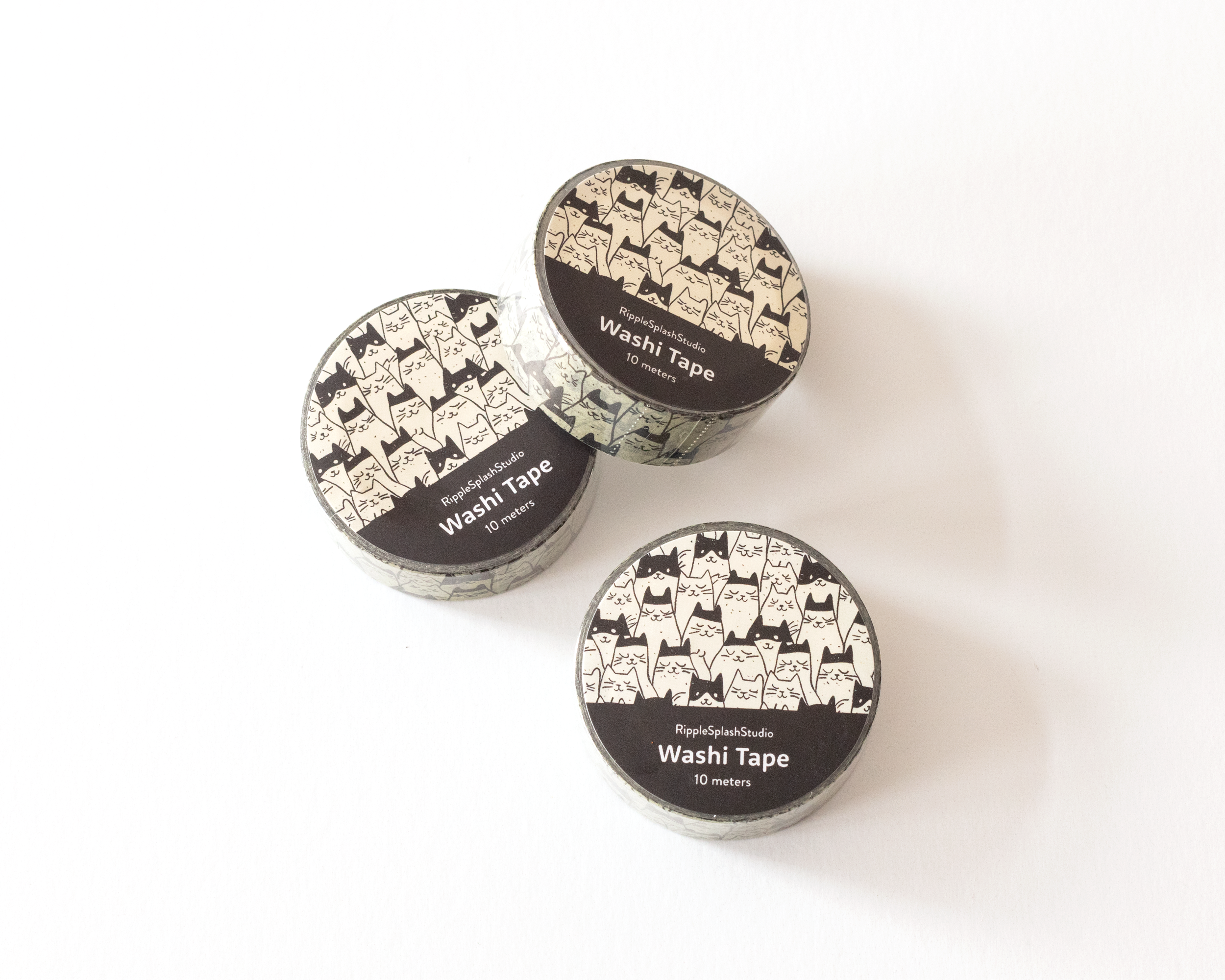 Minimal Cat Pattern Washi Tape | RippleSplash Studio