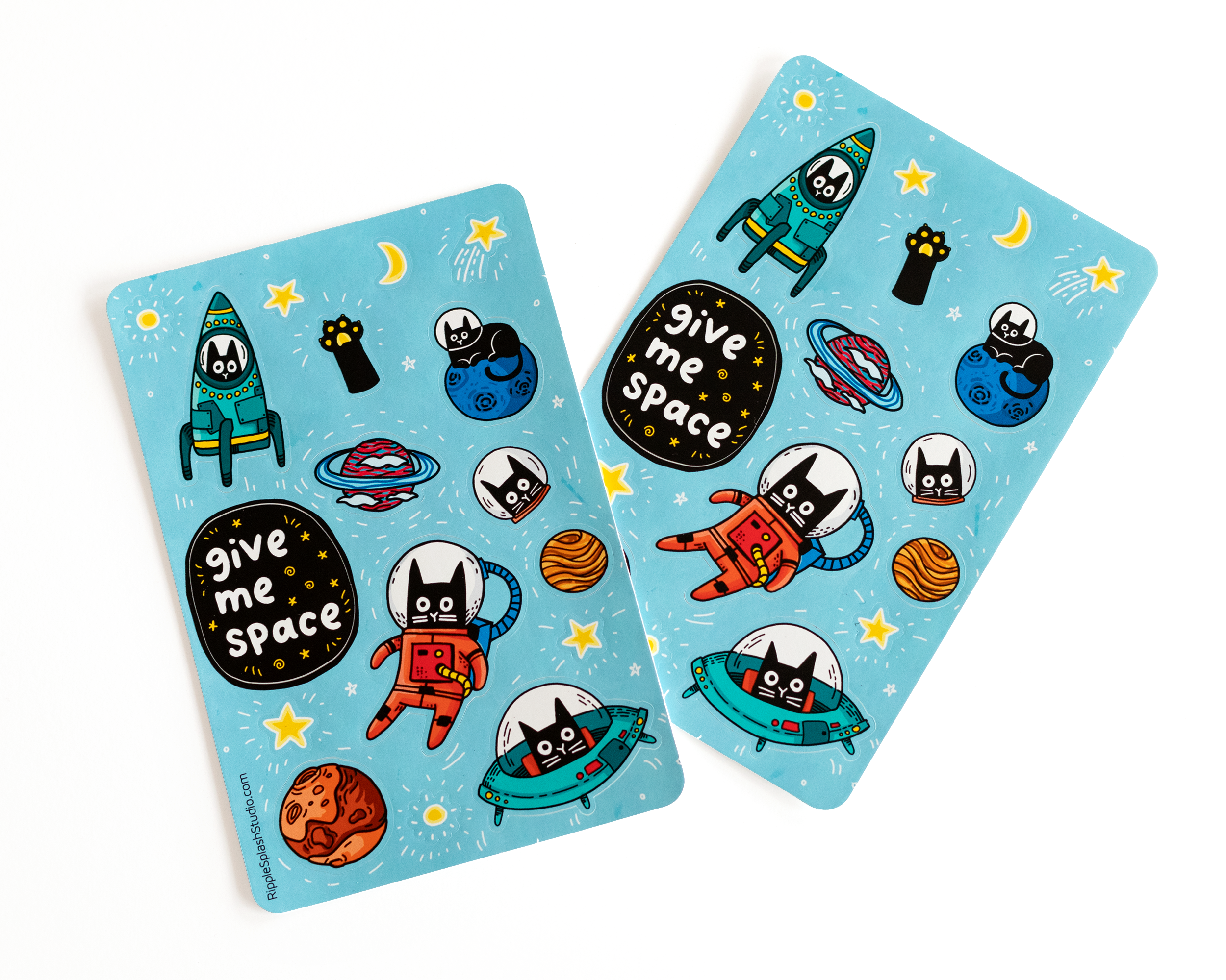 Space Cat Sticker Sheet | RippleSplash Studio