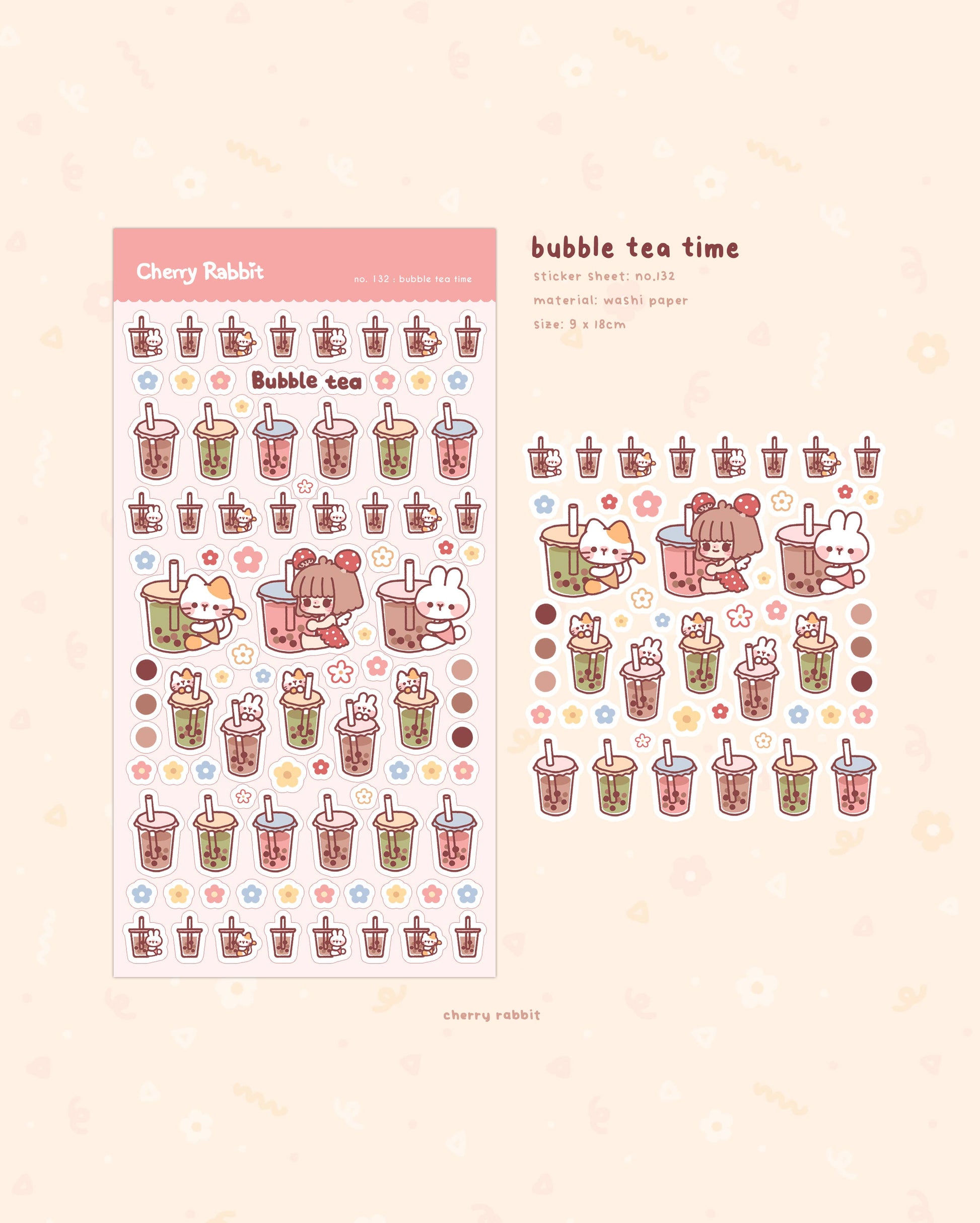 Bubble Tea Time Sticker Sheet no.123 by Cherry Rabbit | Papertail Fox