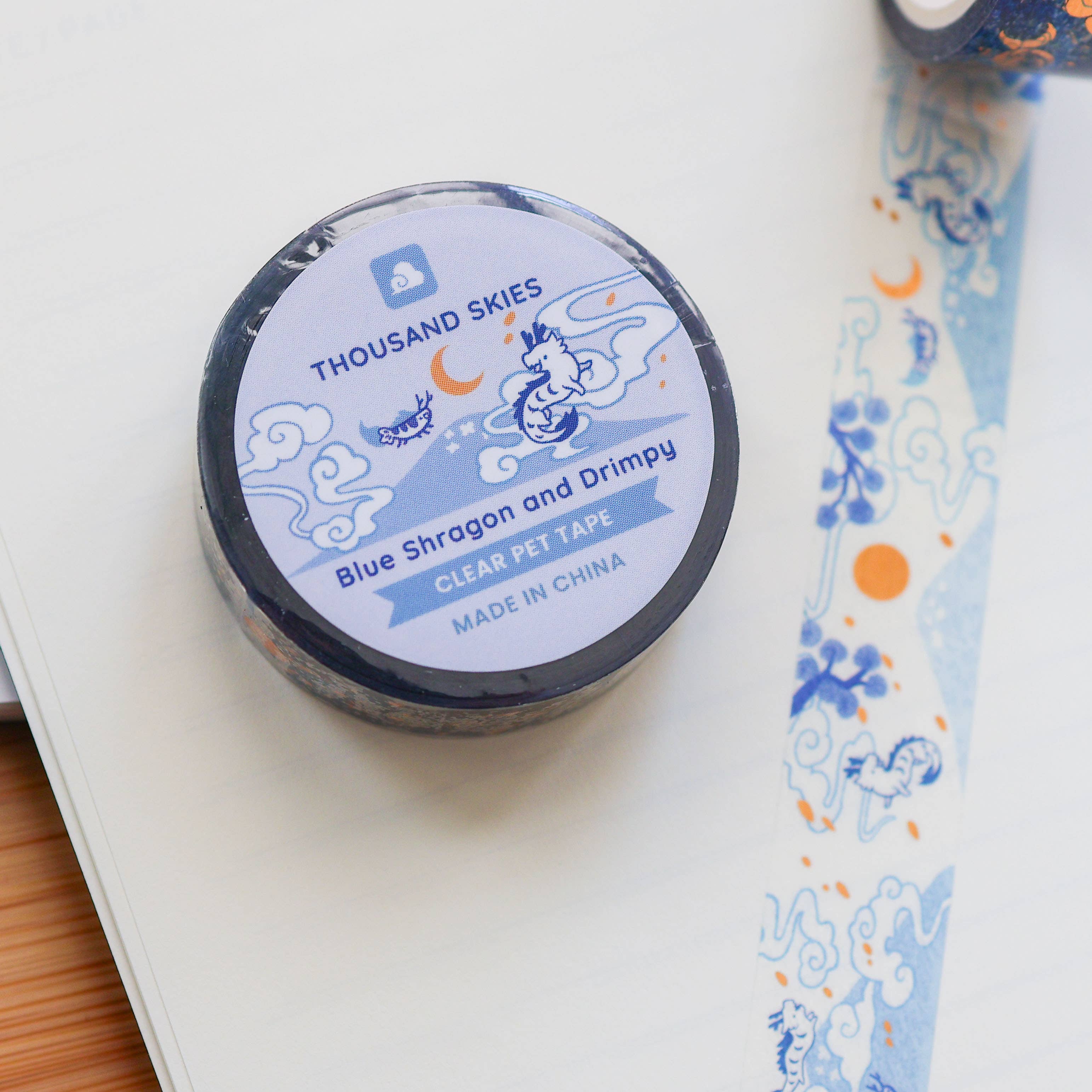 Blue Shragon and Drimpy Foil Clear PET Tape by Thousand Skies | Papertail Fox