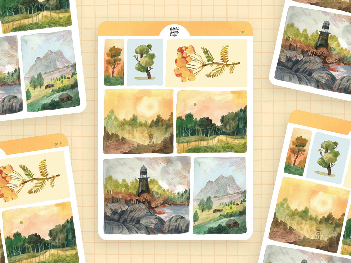 Morning Landscapes Sticker Sheet by Wild Pencil Studio | Papertail Fox