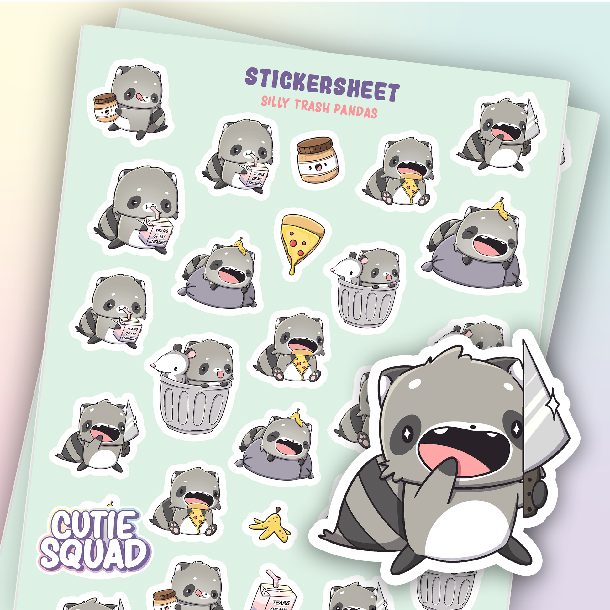 Silly Trash Pandas Sticker Sheet | CutieSquad | Papertail Fox
