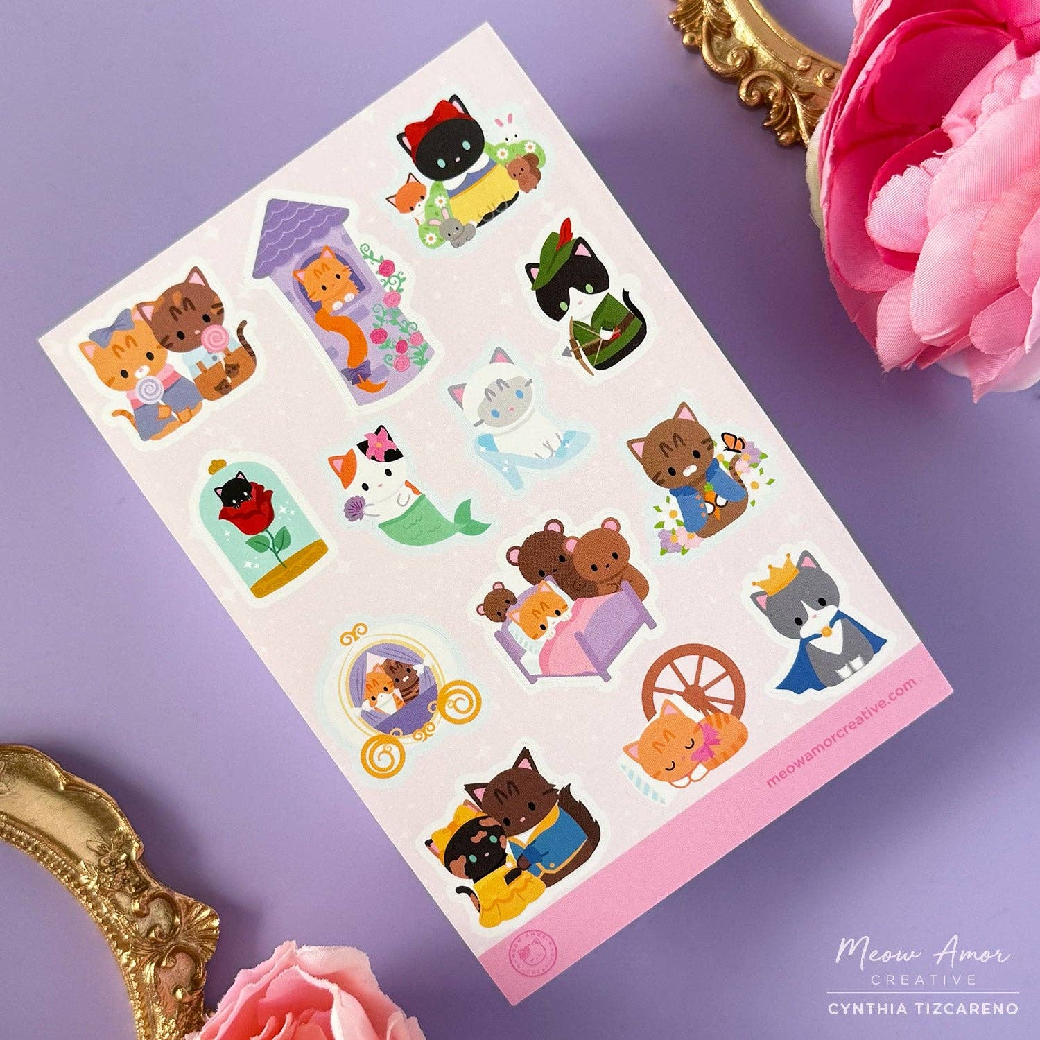 Fairy Tale Cats Sticker Sheet by Meow Amor Creative | Papertail Fox